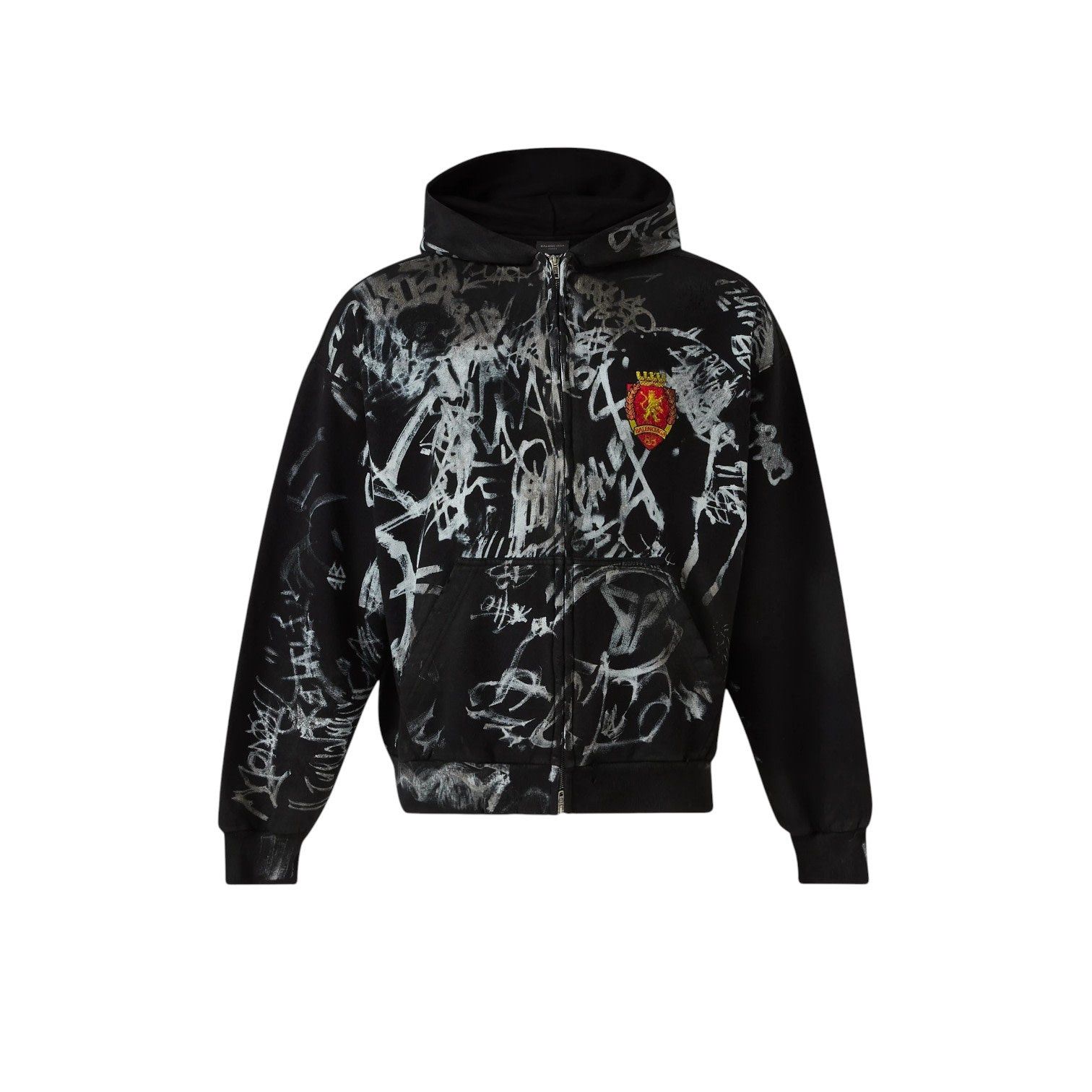 Balenciaga Balenciaga Black Skater Graffiti Zip Hoodie Large | Grailed