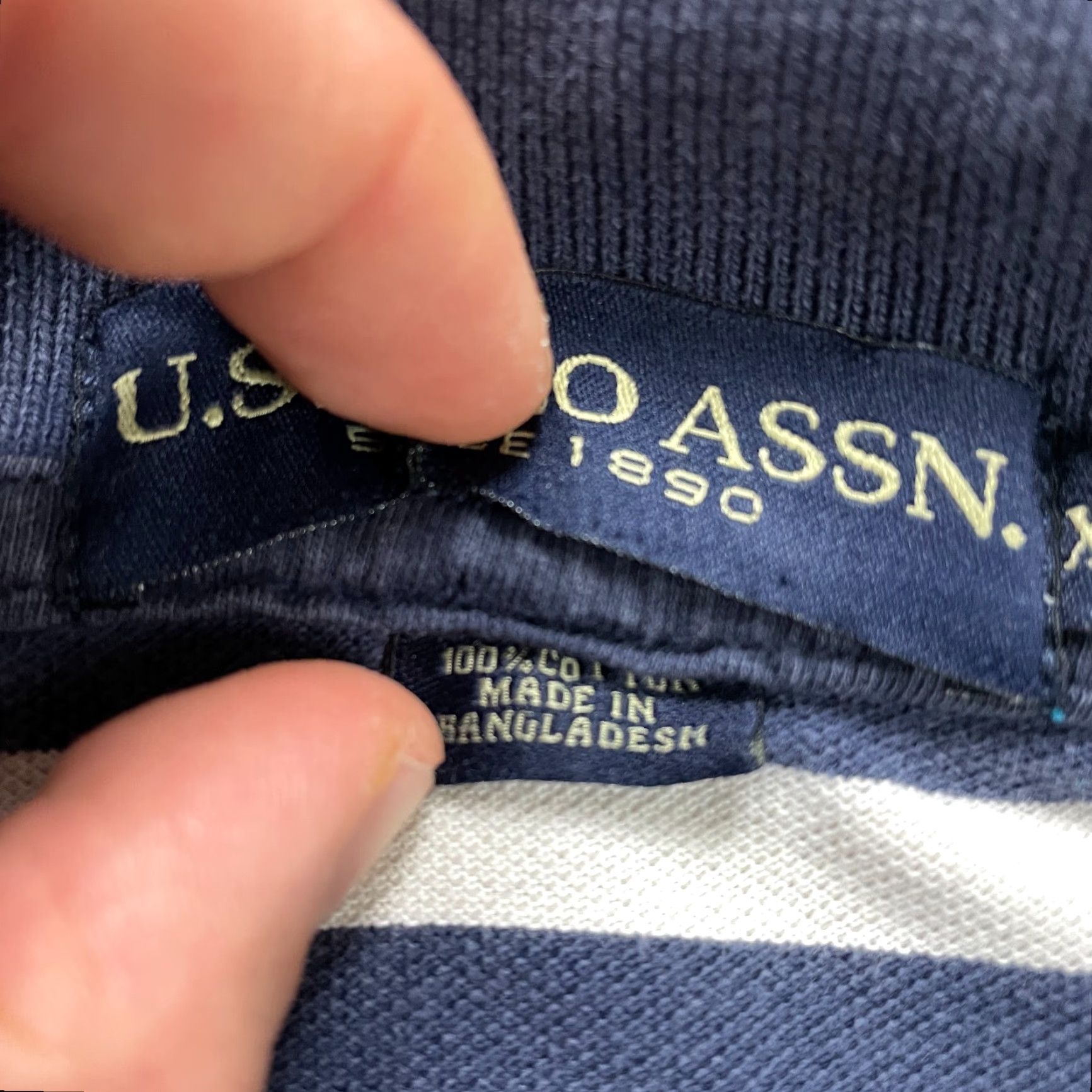 Vintage US Polo Assn. Polo Shirt Mens 2XL Blue White Striped Cotton Short Sleeve Casual Outdoor Sports Size US XXL / EU 58 / 5 - 5 Thumbnail
