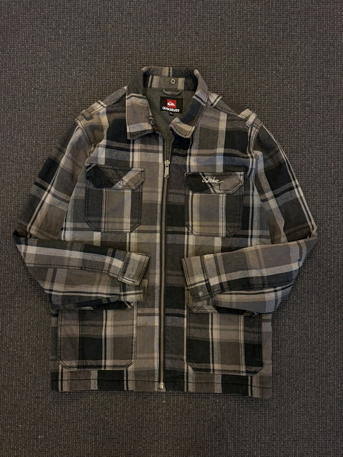 Quicksilver Quiksilver Plaid Sherpa Lined Jacket Shacket Size US XL / EU 56 / 4 - 1 Thumbnail