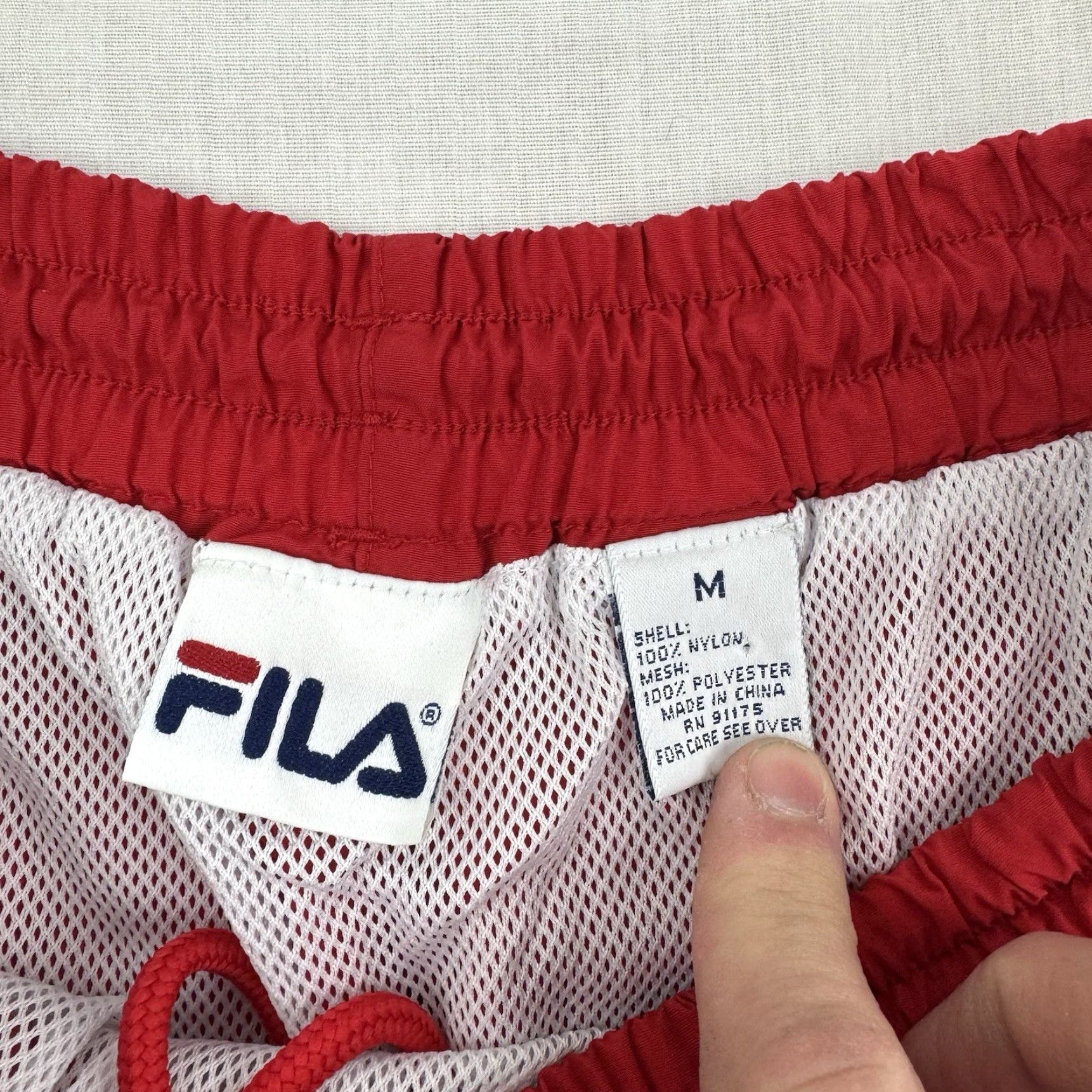 Fila VINTAGE FILA Swim Trunks Men M Red 90s Drawstring Trunks Swimsuit Pool Ocean Sports Size ONE SIZE - 5 Thumbnail