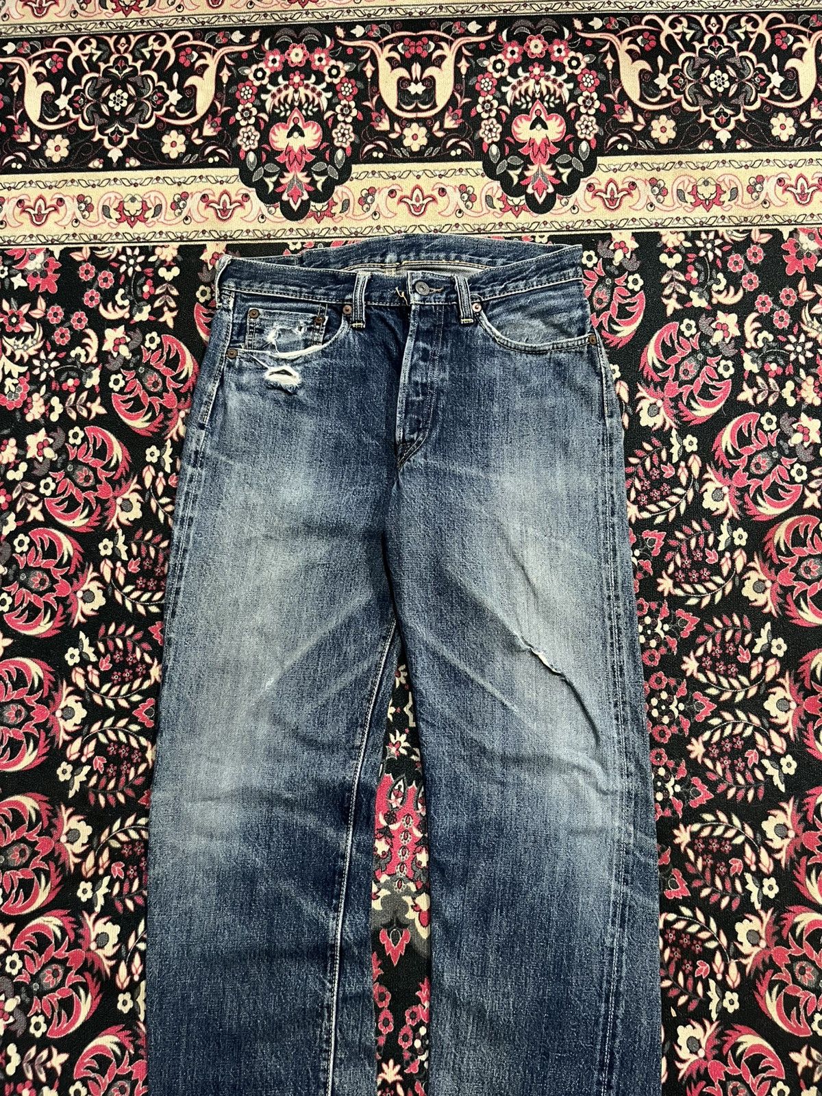 Vintage Joe Mccoy Blue Faded Washed Distress Selvedge Jean, Men's (Size 29) — image 4 of 6