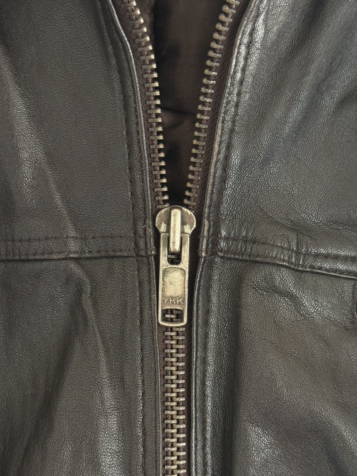 Vintage Vintage Leather Aged Zip Filled Lined Blouson Jacket Brown Size US L / EU 52-54 / 3 - 6 Thumbnail
