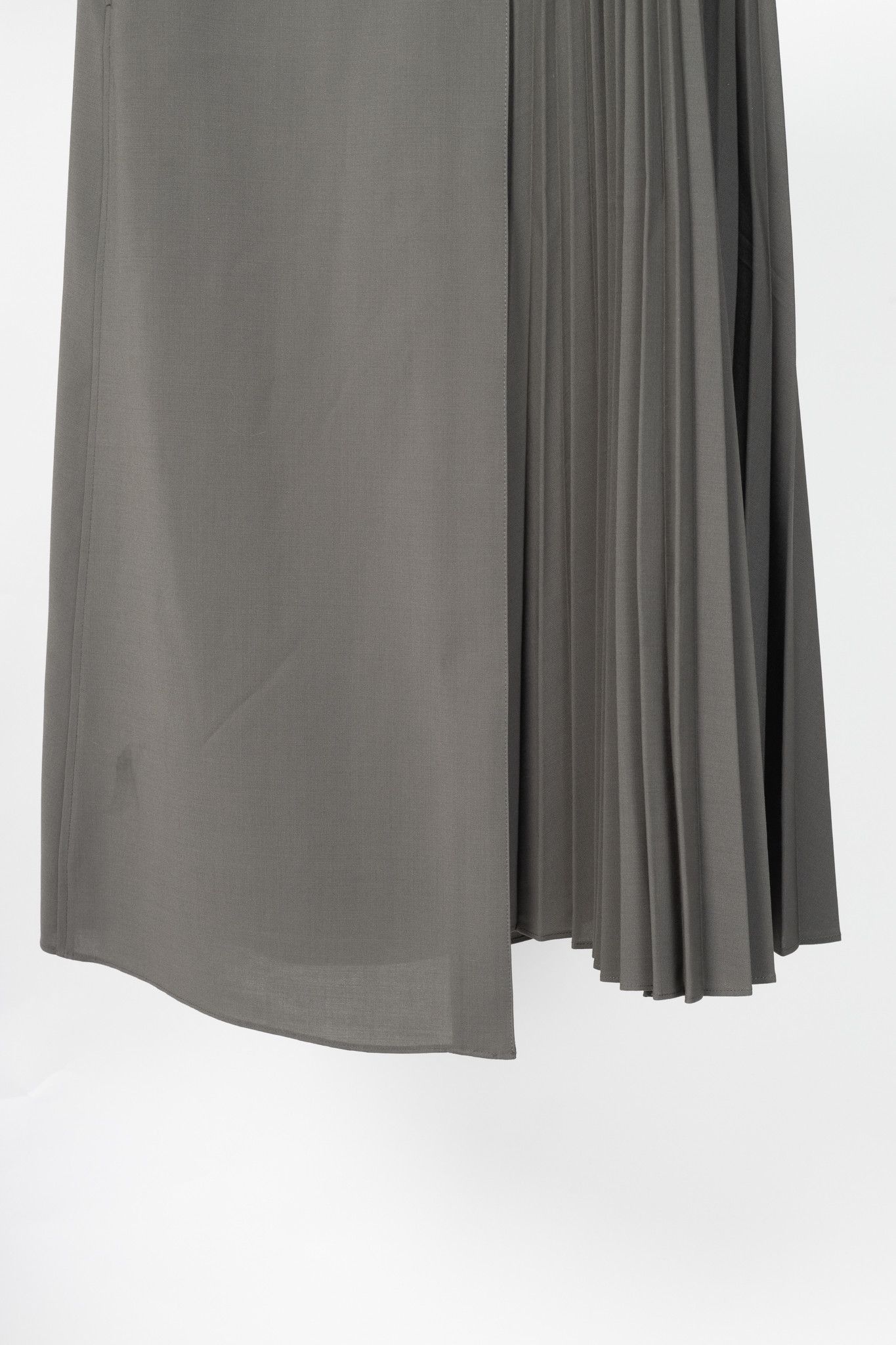Tibi Tibi Dark Stone Tropical Wool Pleated Leather Wrap Skirt Size 25" / US 0 / IT 36 - 5 Thumbnail