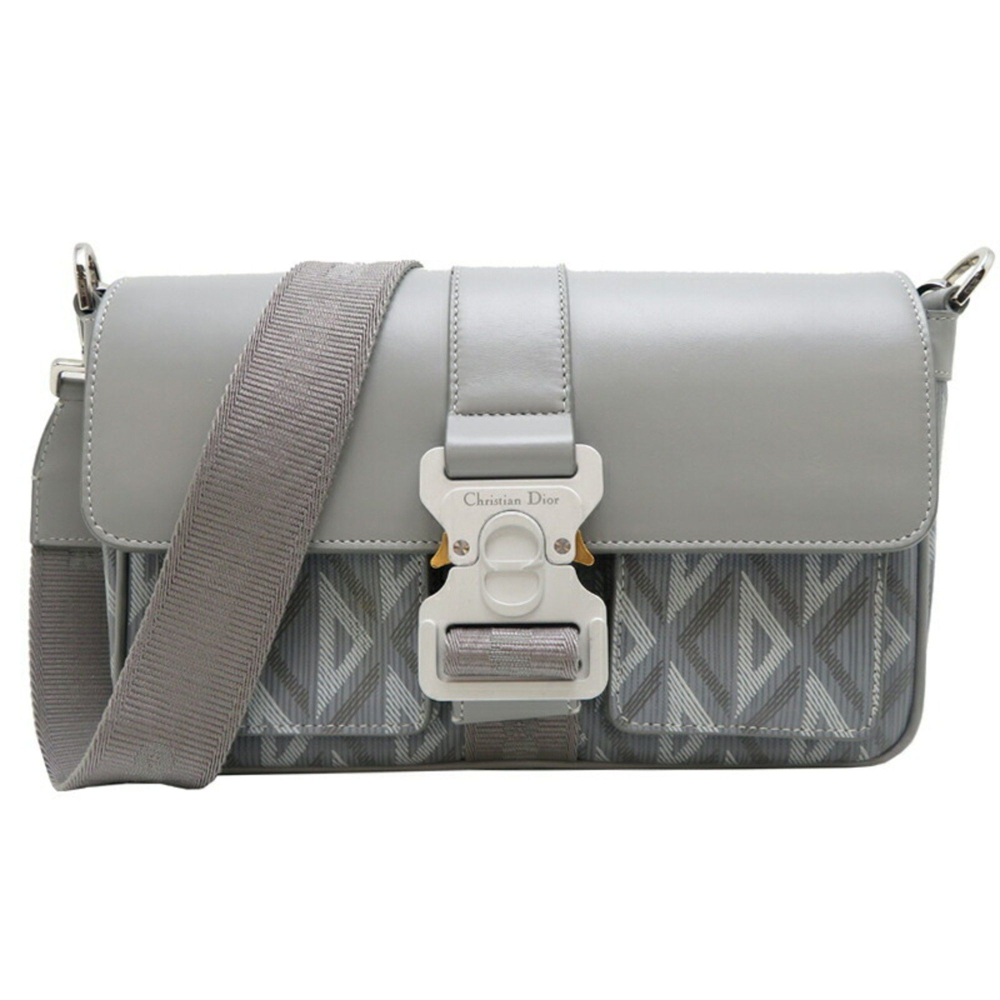 Christian Dior Hit The Road Women's Shoulder Bag Leather Grey