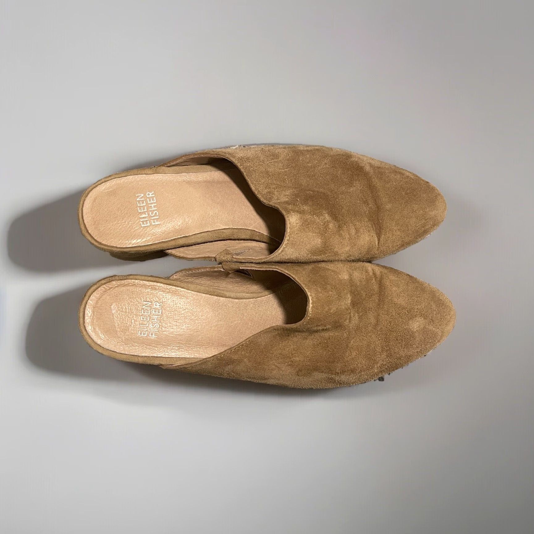 Eileen Fisher EILEEN FISHER Sylvia Suede Mule Clog Block Heels Brown Women Size 7.5 Size US 7.5 / IT 37.5 - 2 Thumbnail