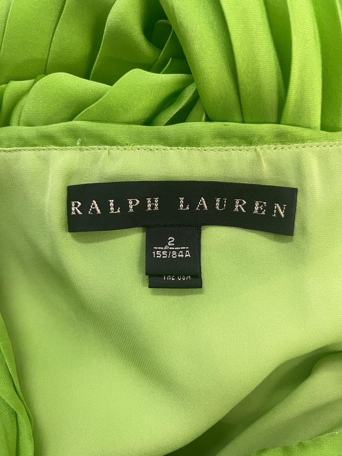 Ralph Lauren Ralph Lauren Lime Green Evening Dress With Pleats Details Size XS / US 0-2 / IT 36-38 - 8 Thumbnail