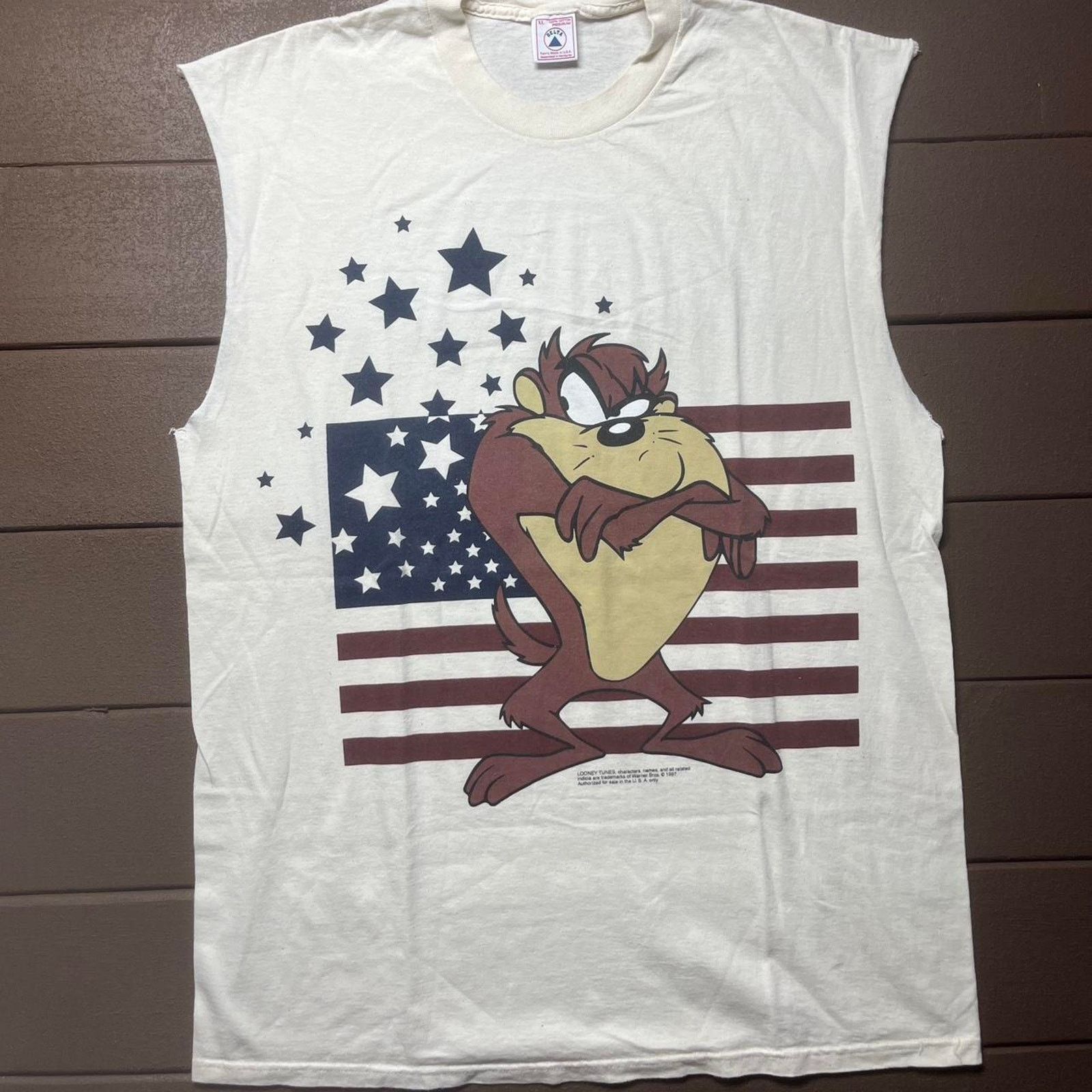 Delta Vintage 90s American Flag Cut Off Shirt Size US XL / EU 56 / 4 - 1 Thumbnail