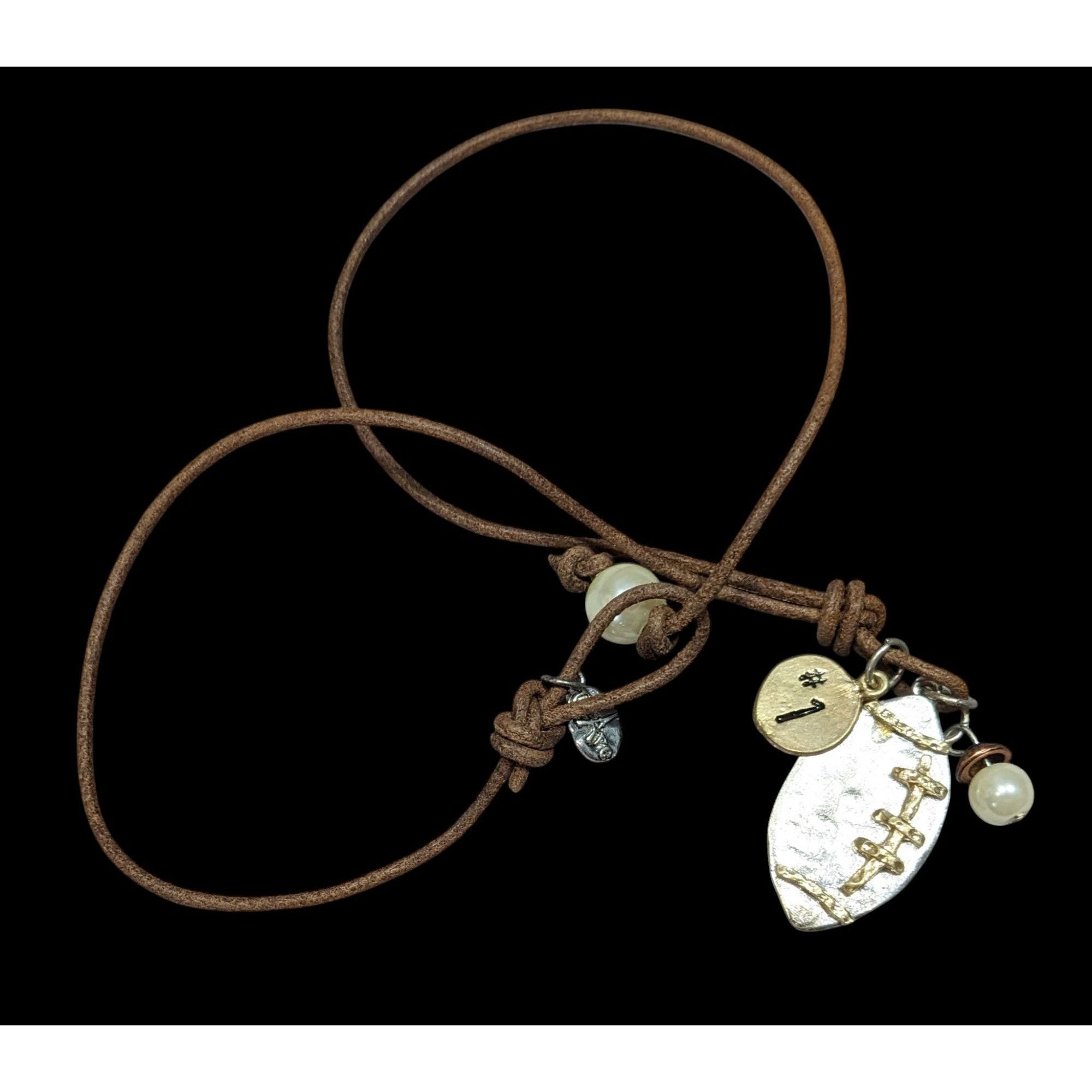 Other Crave Football Metallic Pendant Necklace With Charm Accents Size ONE SIZE - 1 Thumbnail