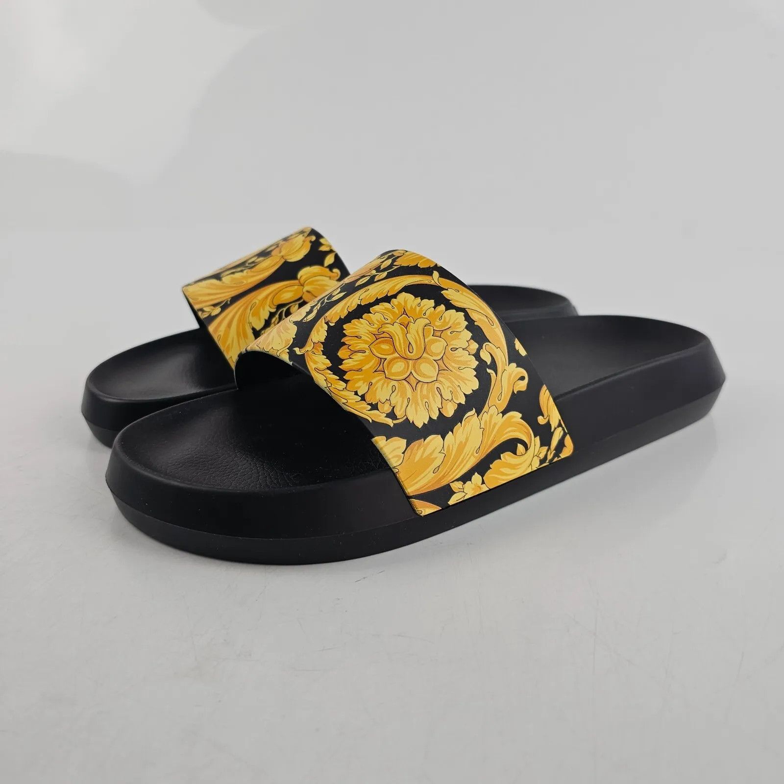 Versace Versace Baroque Black Slide Sandals New Size US 7 / EU 40 - 1 Thumbnail