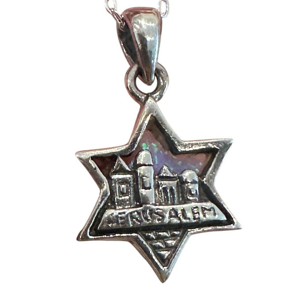 The Unbranded Brand Sterling Silver Lab Opal Star of David Necklace Size ONE SIZE - 6 Thumbnail