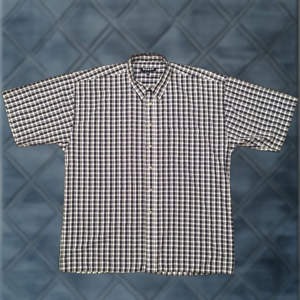 Vintage Koman Sport Shirt Mens XXL Blue Check Short Sleeve Button-Up Size US XXL / EU 58 / 5 - 1 Thumbnail