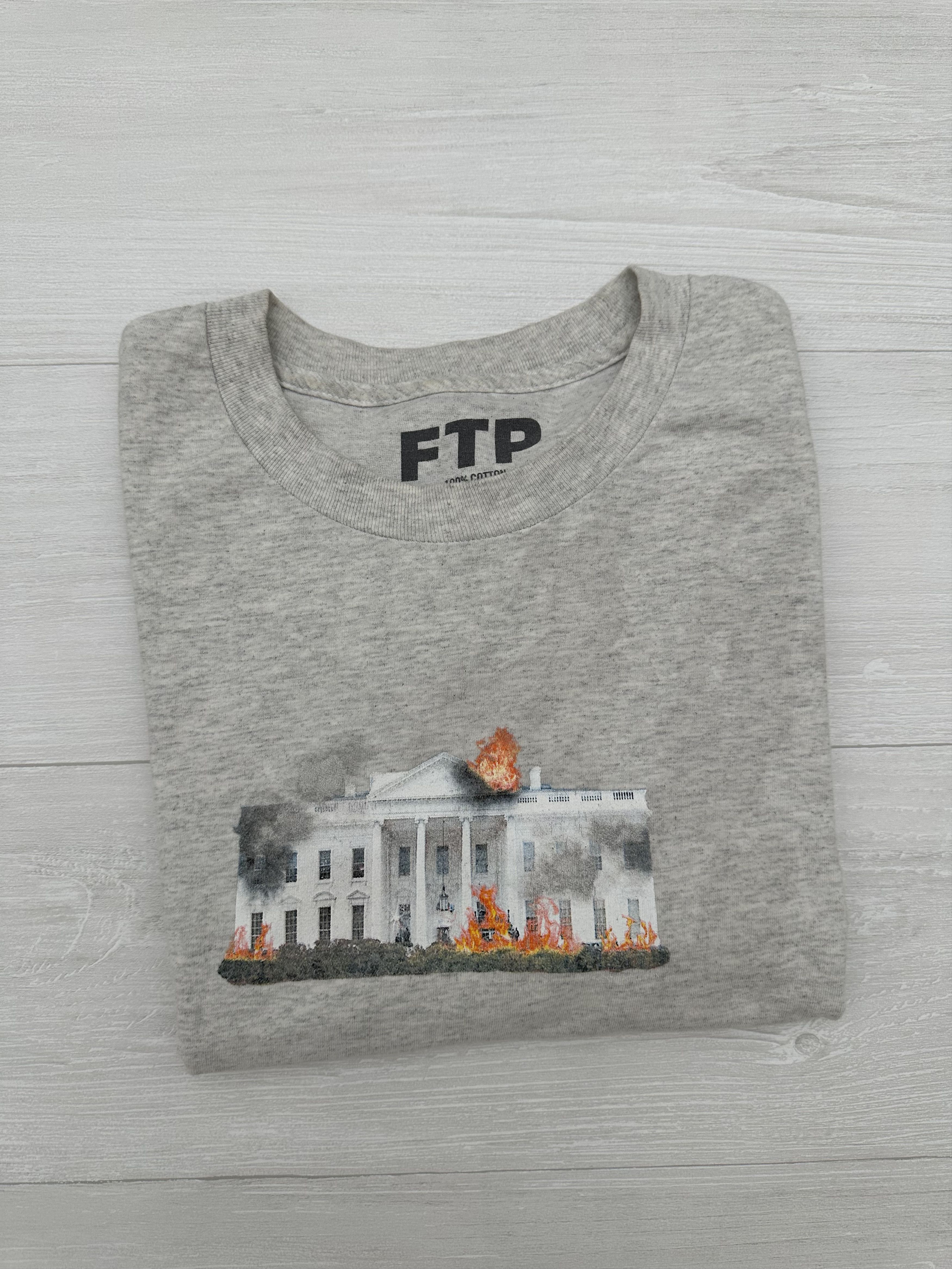 Fuck The Population Fuck The Population Grey Burning White House Tee Large Size US L / EU 52-54 / 3 - 1 Thumbnail