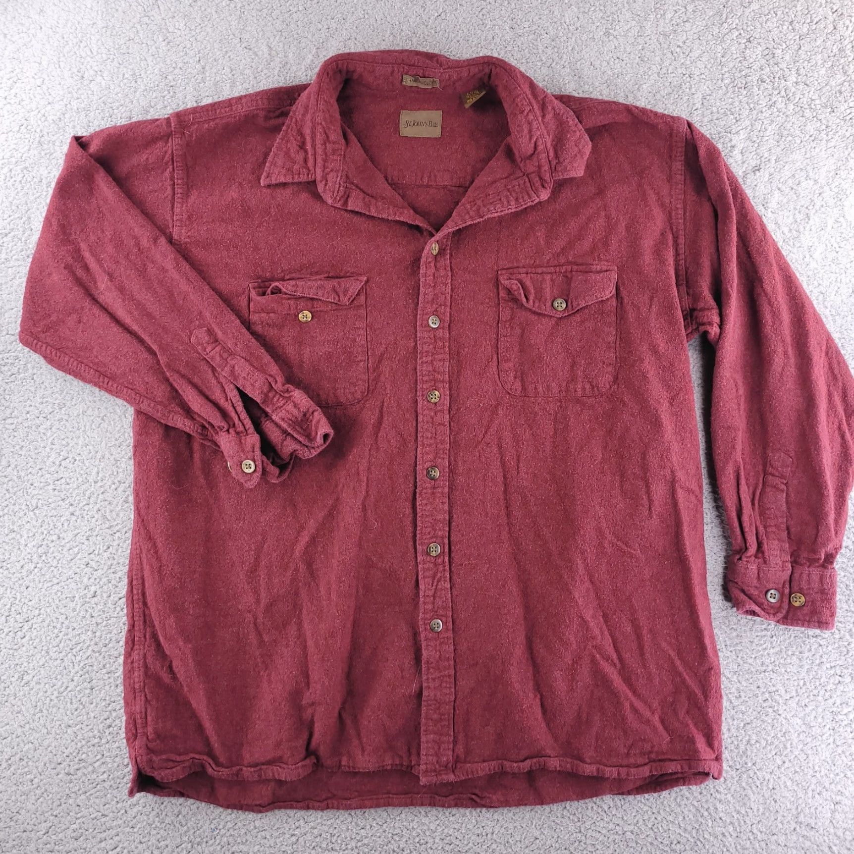 Vintage VINTAGE St. John's Bay Shirt Mens XLT Red Flannel Button-Up Long Sleeve Chamois Cloth Thick Solid Modern Comfort Mens Size US XL / EU 56 / 4 - 2 Thumbnail