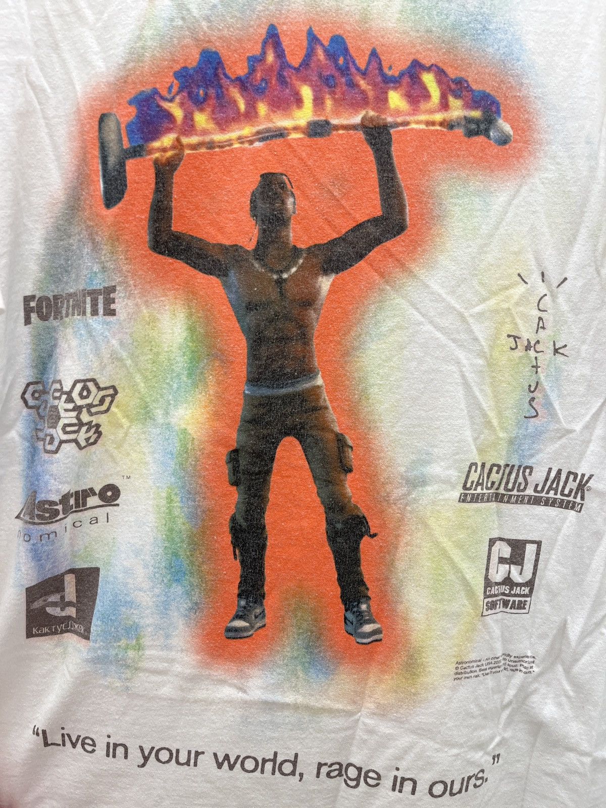 Travis Scott Travis Scott Fortnite Washed White Rage Emote T-Shirt Size US L / EU 52-54 / 3 - 4 Thumbnail