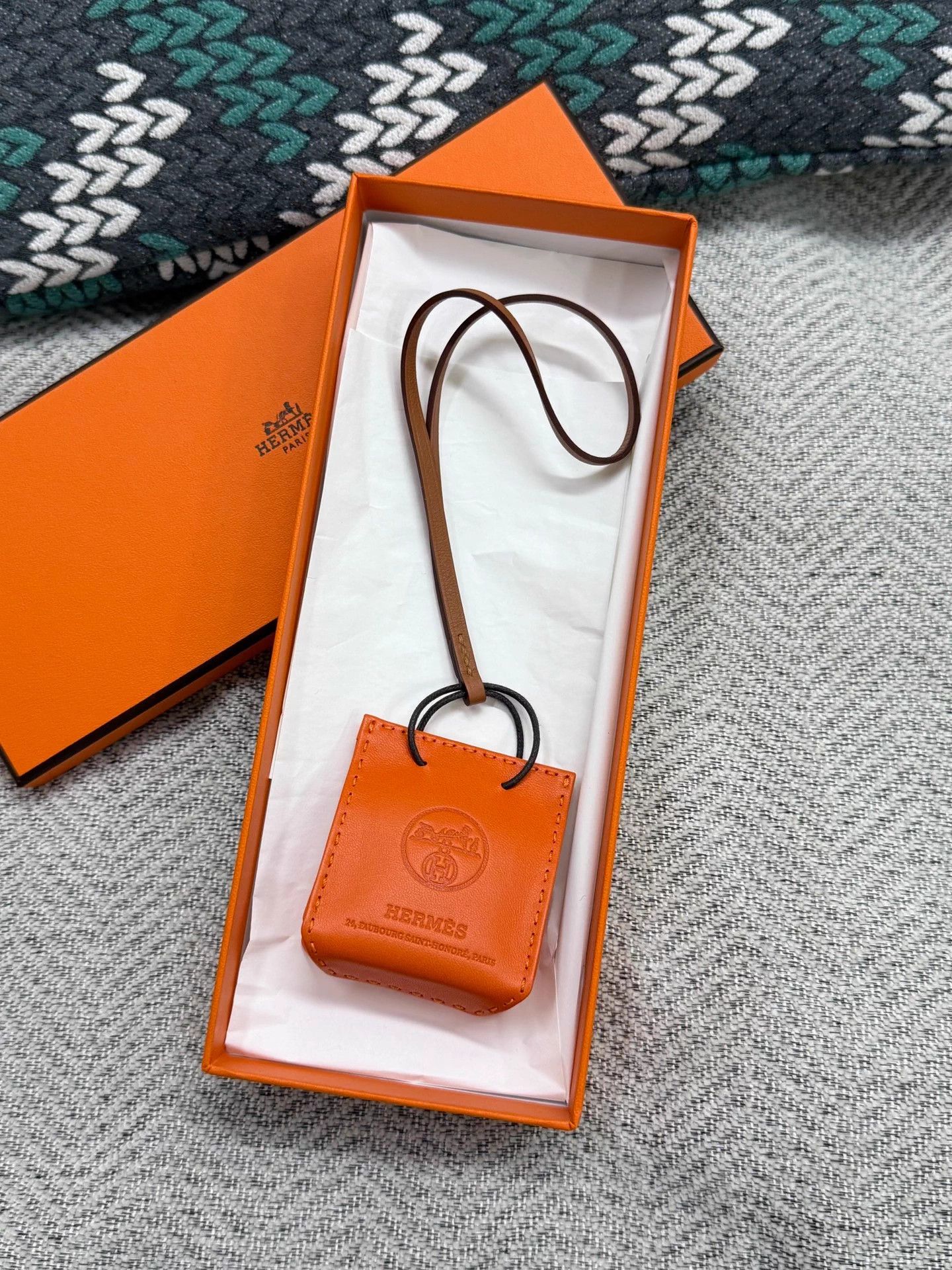 Hermes Orange Mini Bag Charm New With Box