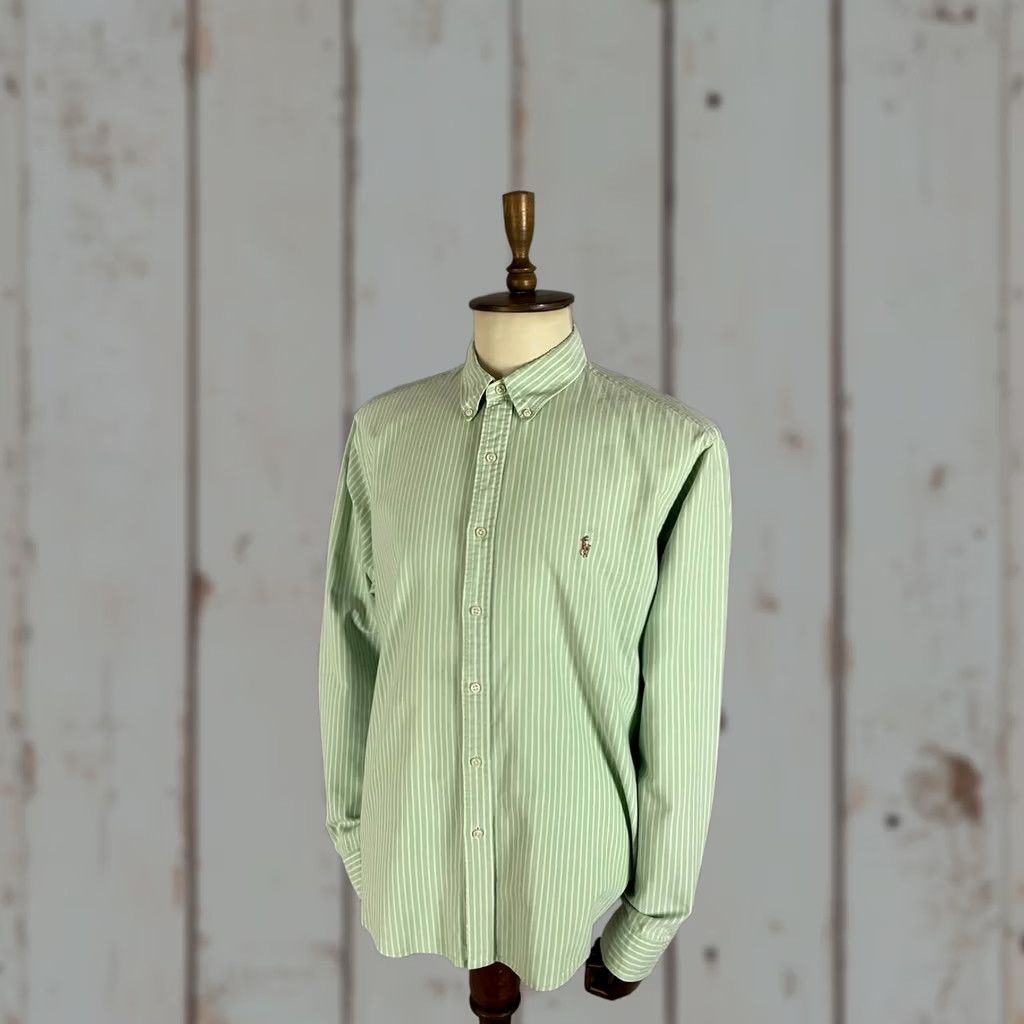 Polo Ralph Lauren Polo By Ralph Lauren Mens Button Down Shirt 2XL Green Striped Slim-Fit Shirt Size US XXL / EU 58 / 5 - 1 Thumbnail