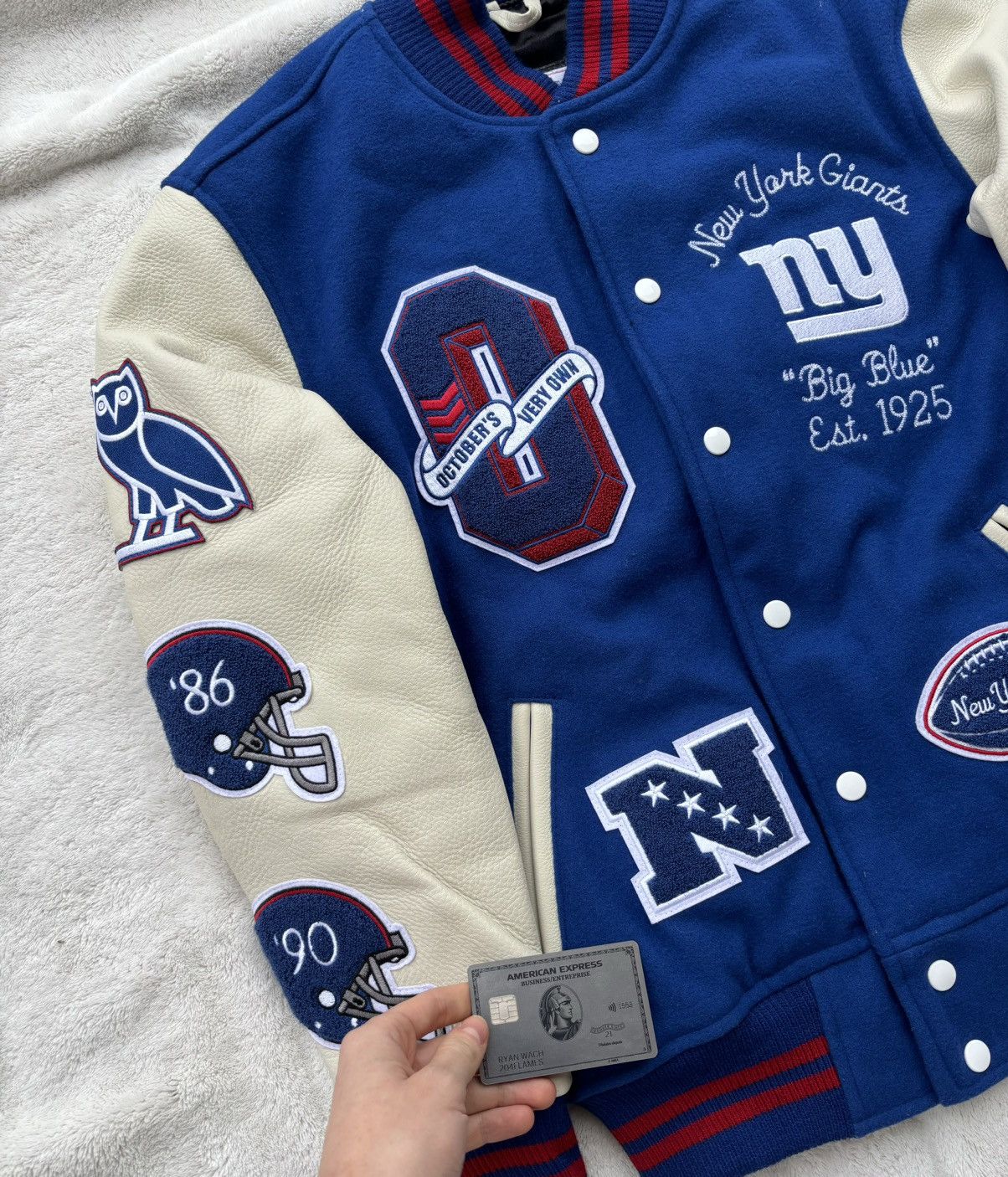 October's Very Own OVO x NFL x NY Giants Blue Varsity Jacket Size US S / EU 44-46 / 1 - 3 Thumbnail