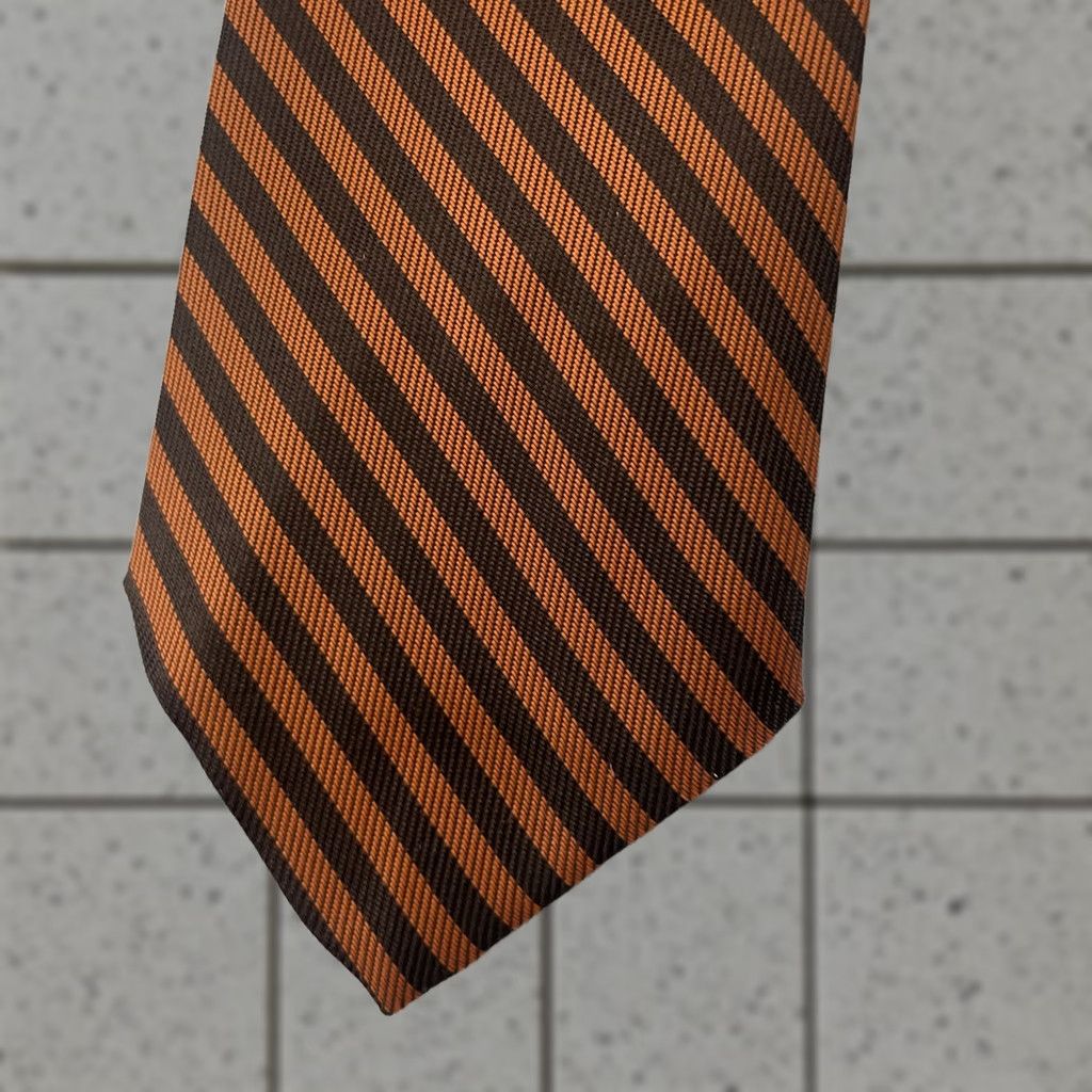 MCM VINTAGE Art Necktie Repp Tie 3x56 Brown Orange Striped Woven Polyester Mens Tie Size ONE SIZE - 1 Thumbnail