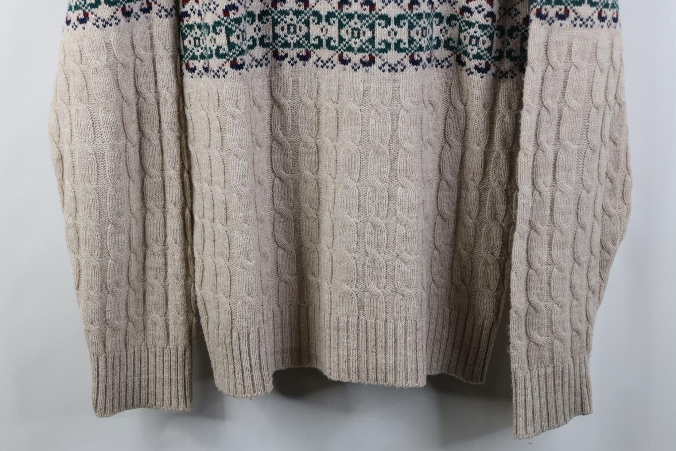 Vintage Vintage 70s Streetwear Chunky Cable Knit Mock Neck Sweater Size US L / EU 52-54 / 3 - 3 Thumbnail