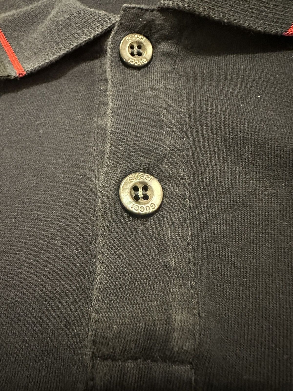 Gucci Gucci Navy Polo with striped collar Size US L / EU 52-54 / 3 - 3 Thumbnail