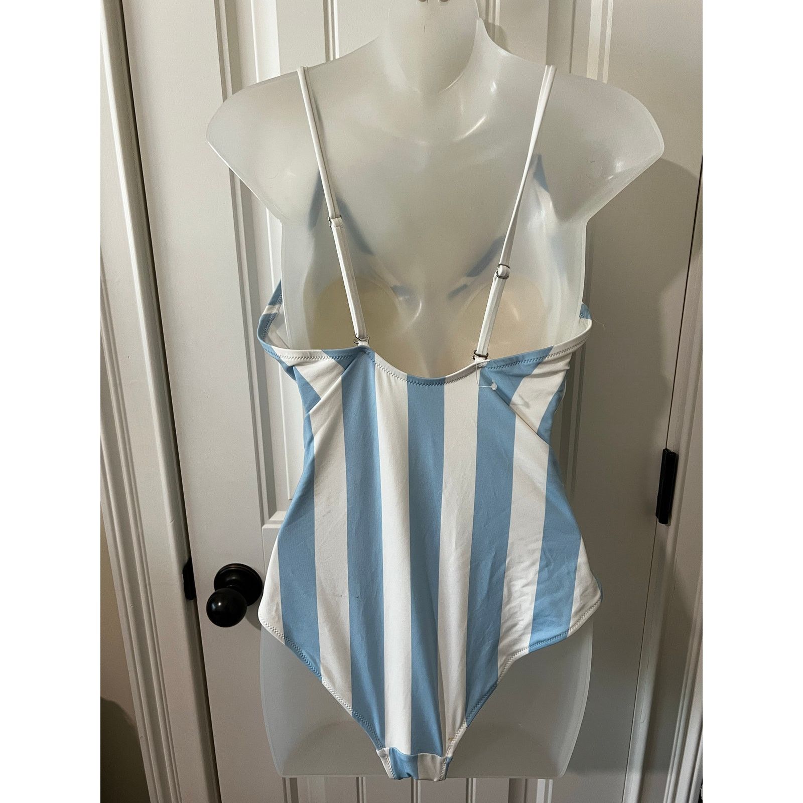 H&M one piece swimsuit swimwear Light blue/White striped padded Size XL / US 12-14 / IT 48-50 - 9 Thumbnail