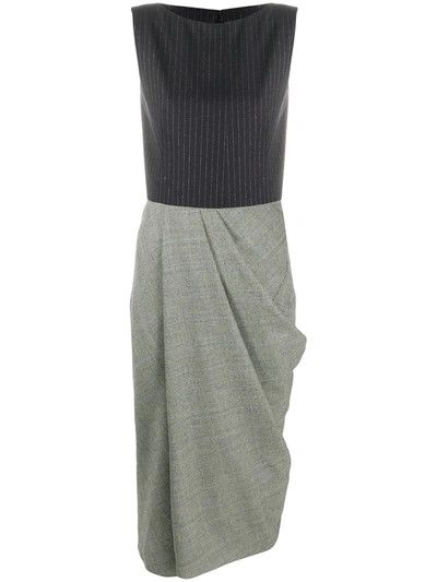 Alexander McQueen o1y0325 Midi Dress in Navy Blue & Grey Size S / US 4 / IT 40 - 1 Thumbnail