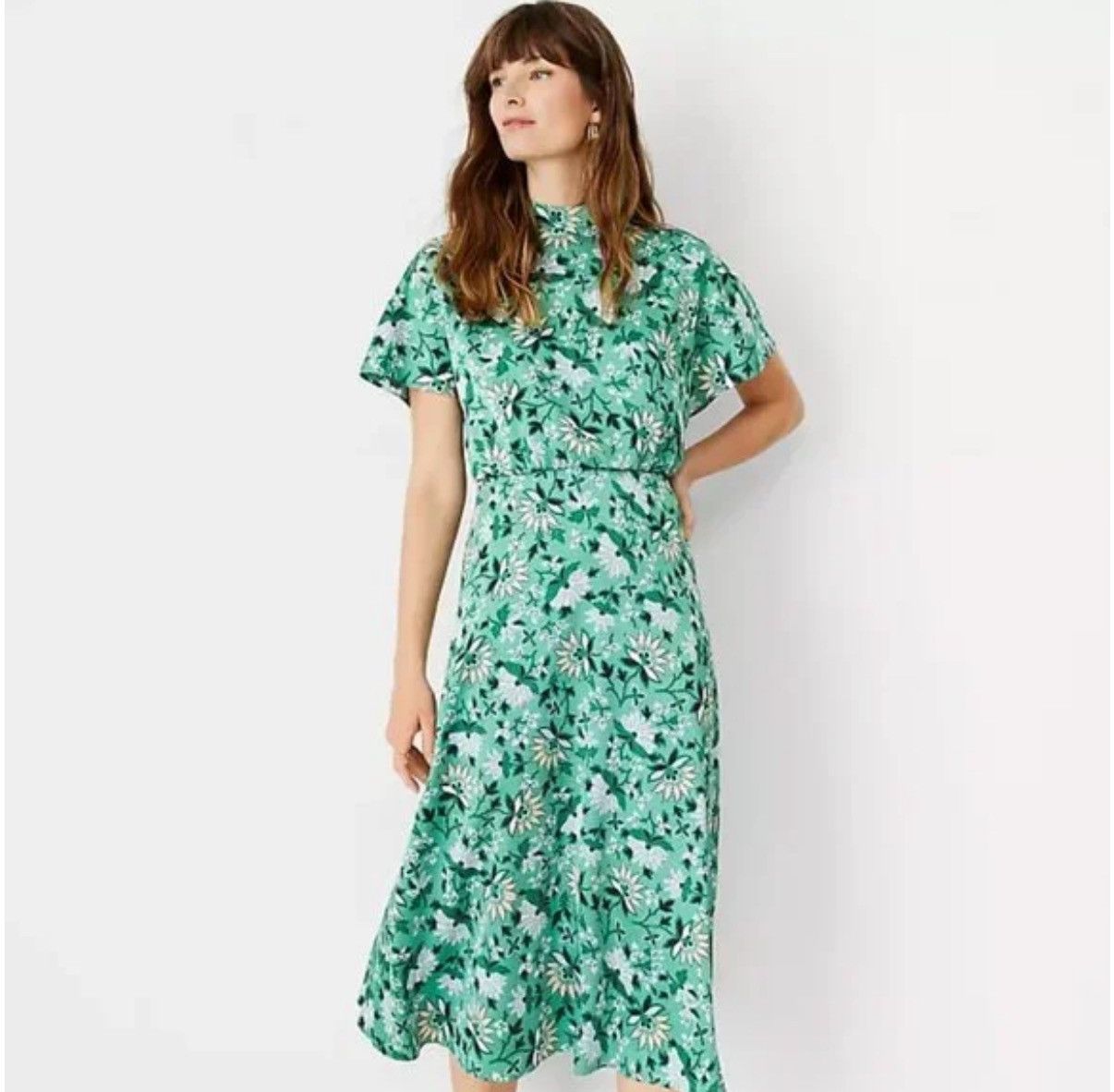 Ann Taylor Ann Taylor Petite Floral Mock Neck Midi Dress/ 12P Size XL / US 12-14 / IT 48-50 - 1 Thumbnail