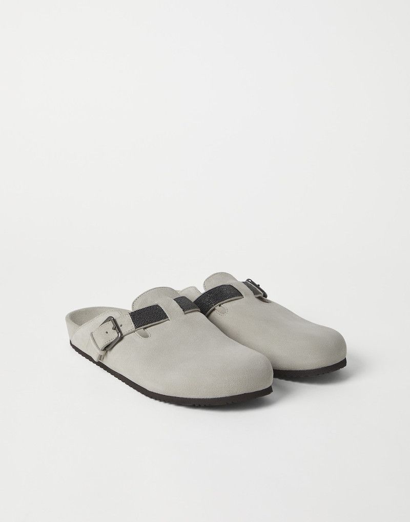 Brunello Cucinelli o1B3y1r0426 Suede Clogs in Grey Size US 8 / IT 38 - 2 Thumbnail