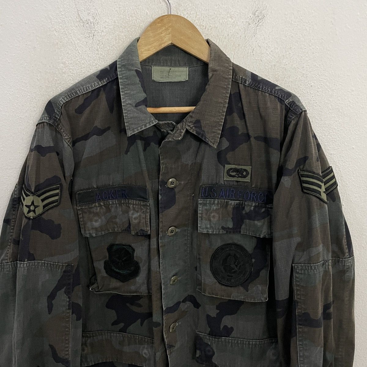 Vintage Vintage 90s Usaf Air Force BDU Woodland Camo Jacket Size US L / EU 52-54 / 3 - 4 Thumbnail