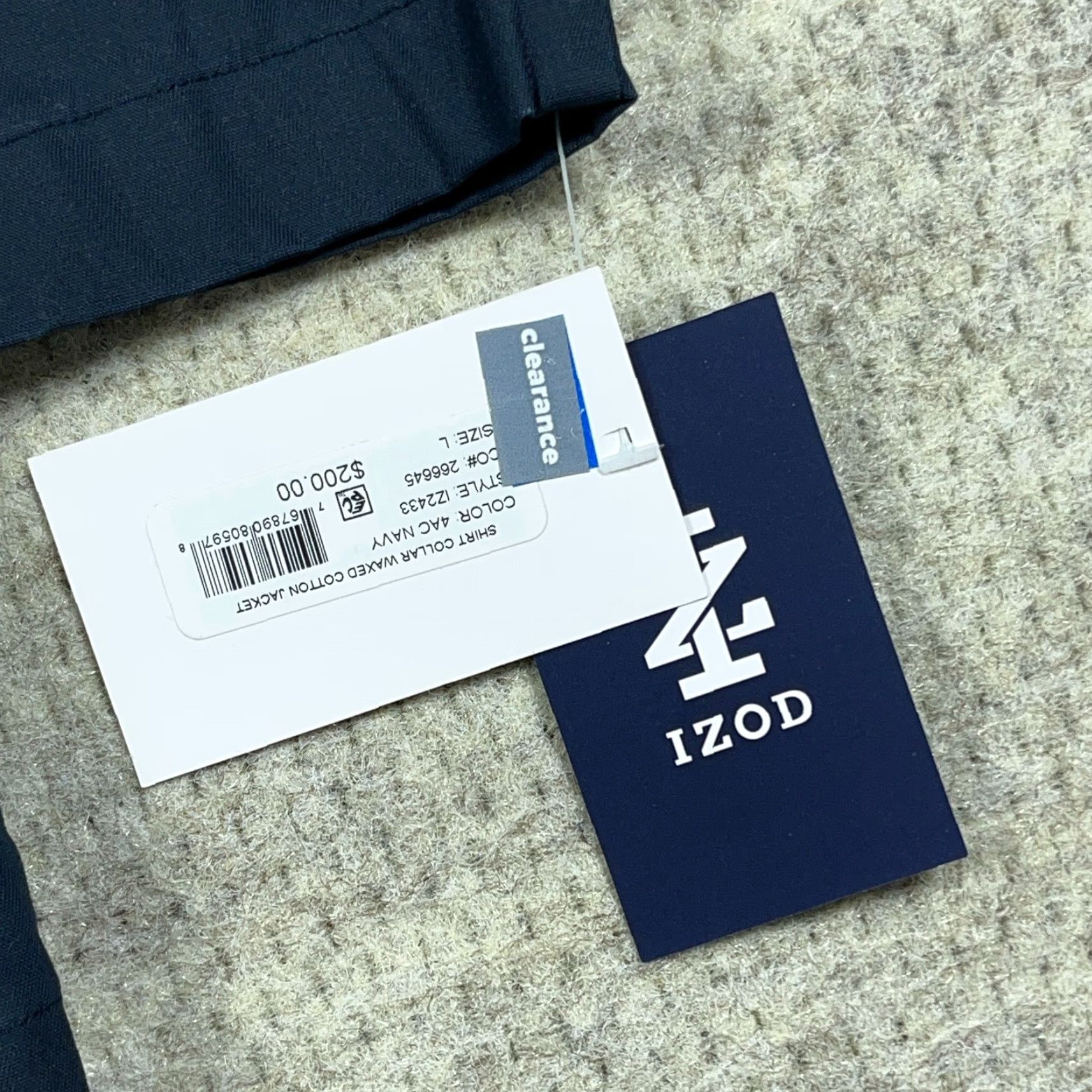 Izod VINTAGE Izod Jacket Chore Coat Navy Blue Waxed Cotton Collar Men Large L Corduroy Collar Overcoat Size US L / EU 52-54 / 3 - 5 Thumbnail