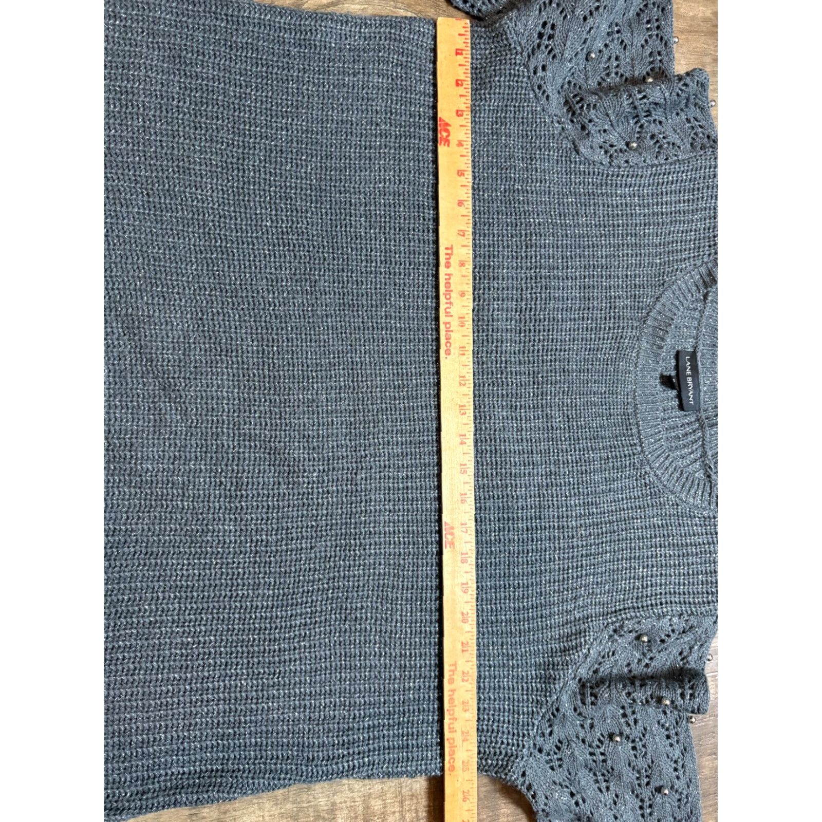 Vintage Lane Bryant Sweater Womens 18/20 Silver Knit Beaded Long Sleeve Pullover Size XXL / US 16-18 / IT 52-54 - 5 Thumbnail