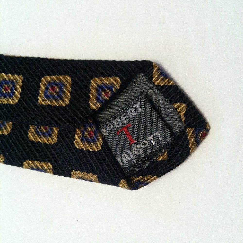 Robert Talbott ROBERT TALBOTT MEN'S NEW BLACK 100%SILK TIE WIDTH: 3 5/8" Size ONE SIZE - 7 Thumbnail