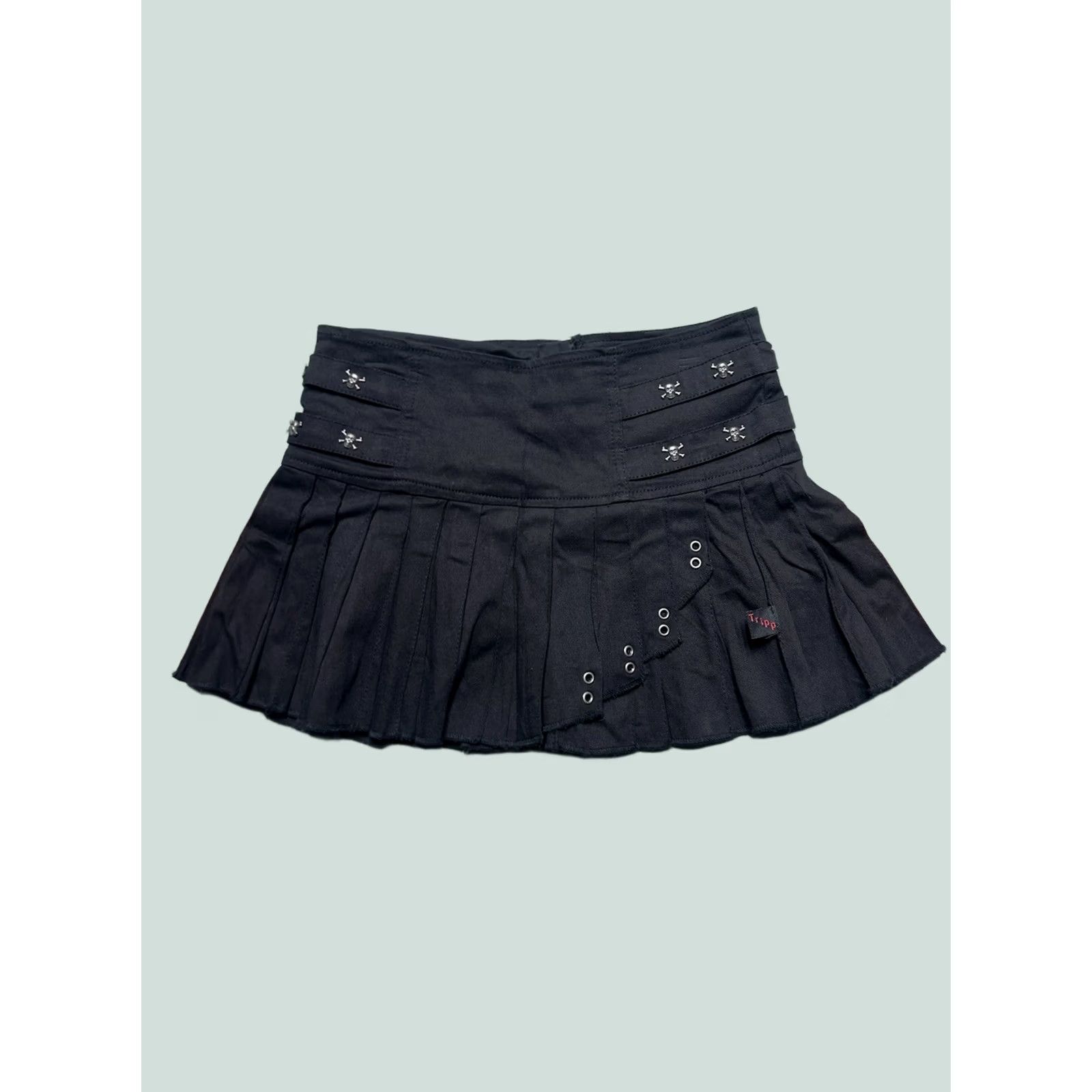 Tripp NYC VINTAGE Tripp NYC Black Pleated Mini Skirt Goth Punk Skulls Daang Goodman Small Skirt Womens XS? Size 28" / US 6 / IT 42 - 1 Thumbnail