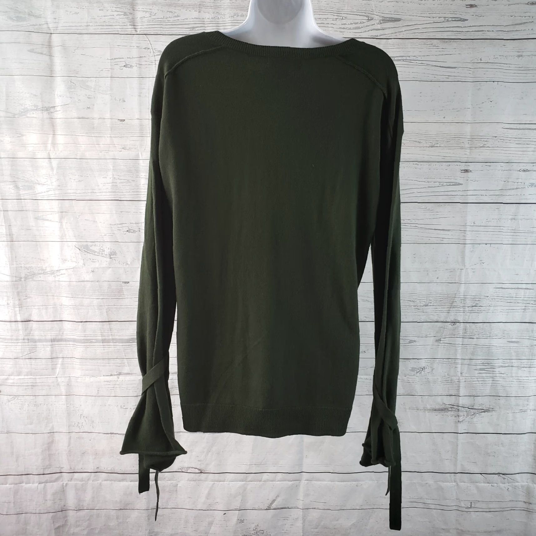 Treasure & Bond Treasure & Bond Womens Sweater Small Green Bell Sleeve V-Neck Cotton Blend Pullover Shirts Size S / US 4 / IT 40 - 4 Thumbnail