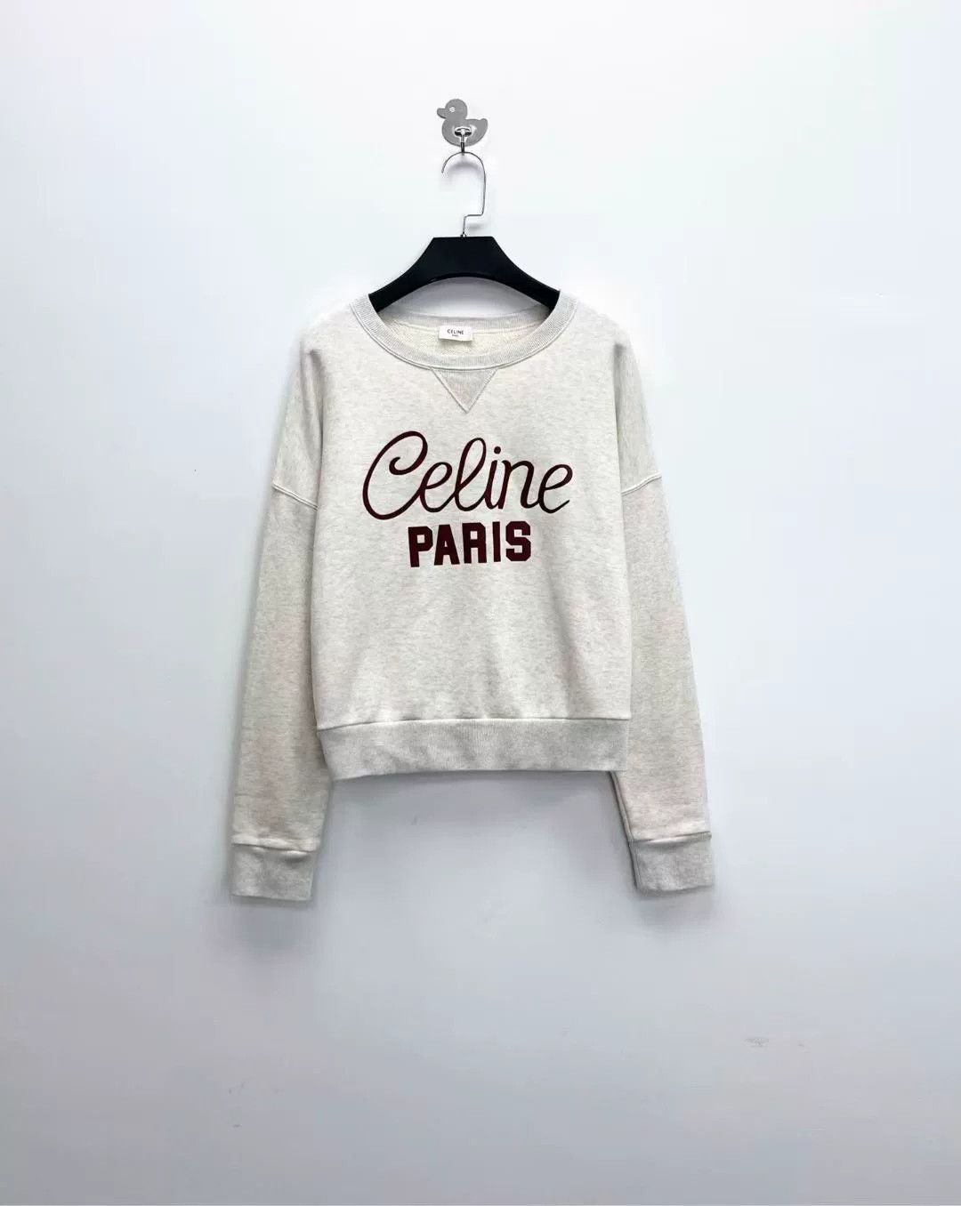 Celine celine logo short sweatshirt in light gray Size L / US 10 / IT 46 - 1 Thumbnail