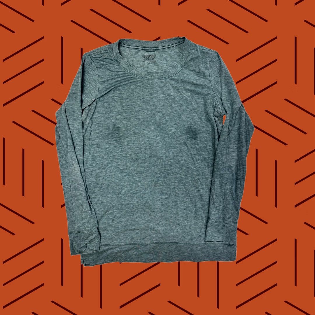 Patagonia Patagonia Women's M Long Sleeve Activewear Top Teal Heather Crew Neck Run Hiking Yoga Gym Size M / US 6-8 / IT 42-44 - 1 Thumbnail