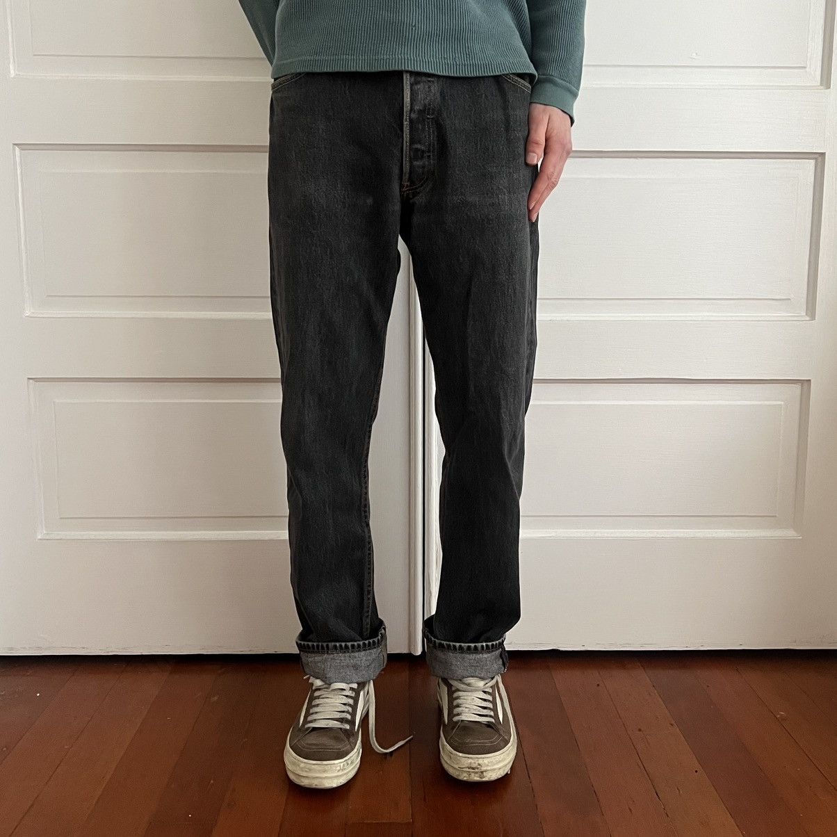 Levi's Y2K faded black Levi’s 501 cotton jeans classic Size US 33 - 1 Thumbnail