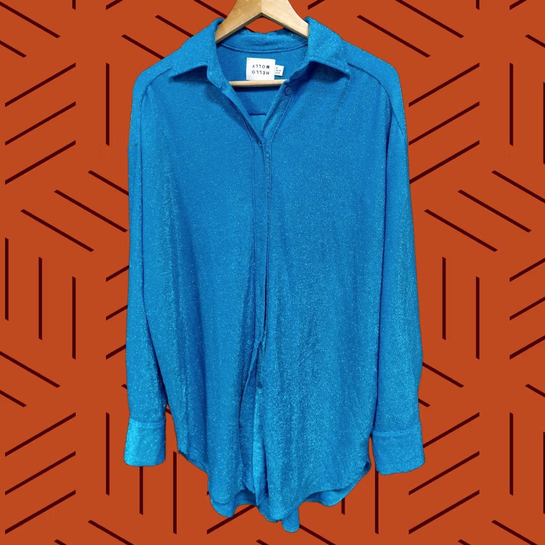 Vintage Hello Molly Teal Knit Long Sleeve Shirt M Size M / US 6-8 / IT 42-44 - 1 Thumbnail