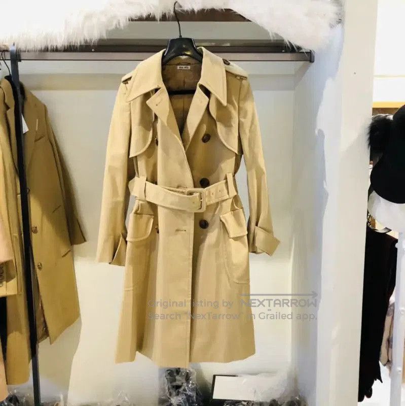 Miu Miu Miu Miu Khaki Cotton Women's Trench Coat . Size M / US 6-8 / IT 42-44 - 1 Thumbnail