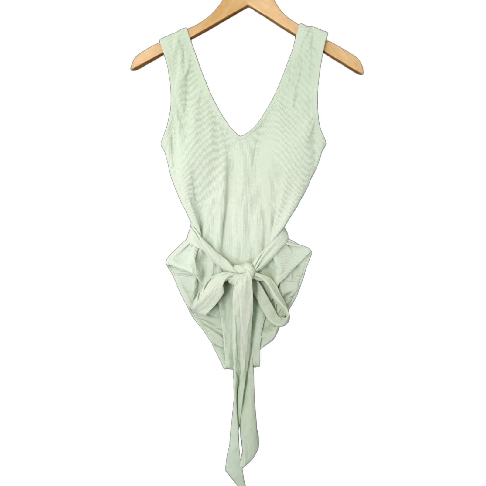 Vintage Toluca One Piece Shirt Women S Eucalyptus Hybrid Ribbed Maxi Belted Swim Sexy Beach Size ONE SIZE - 1 Thumbnail