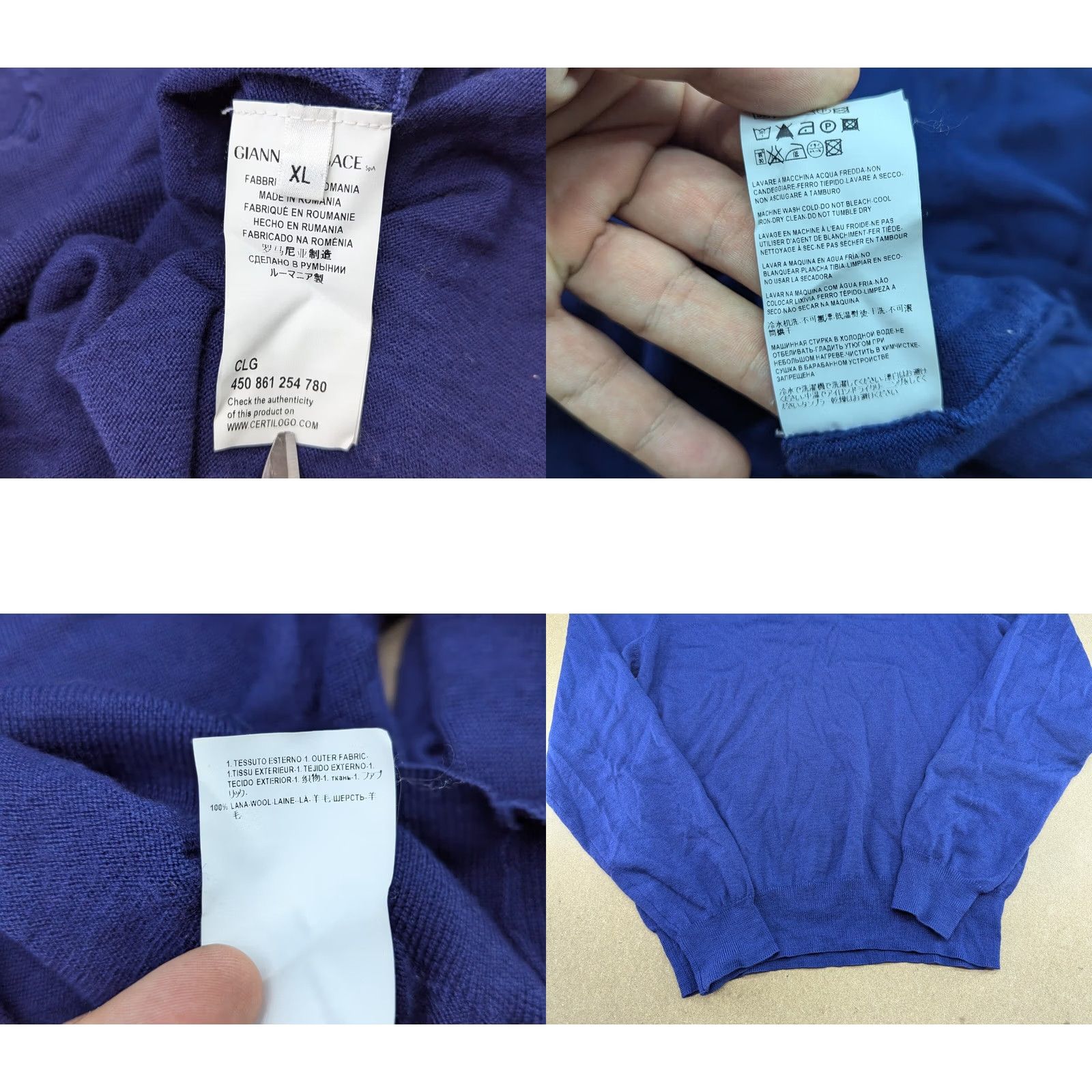 Vintage Versace Collection Mens Wool Sweater XL Blue V-Neck Knit Pullover Shirt Jumper? Size US XL / EU 56 / 4 - 9 Thumbnail