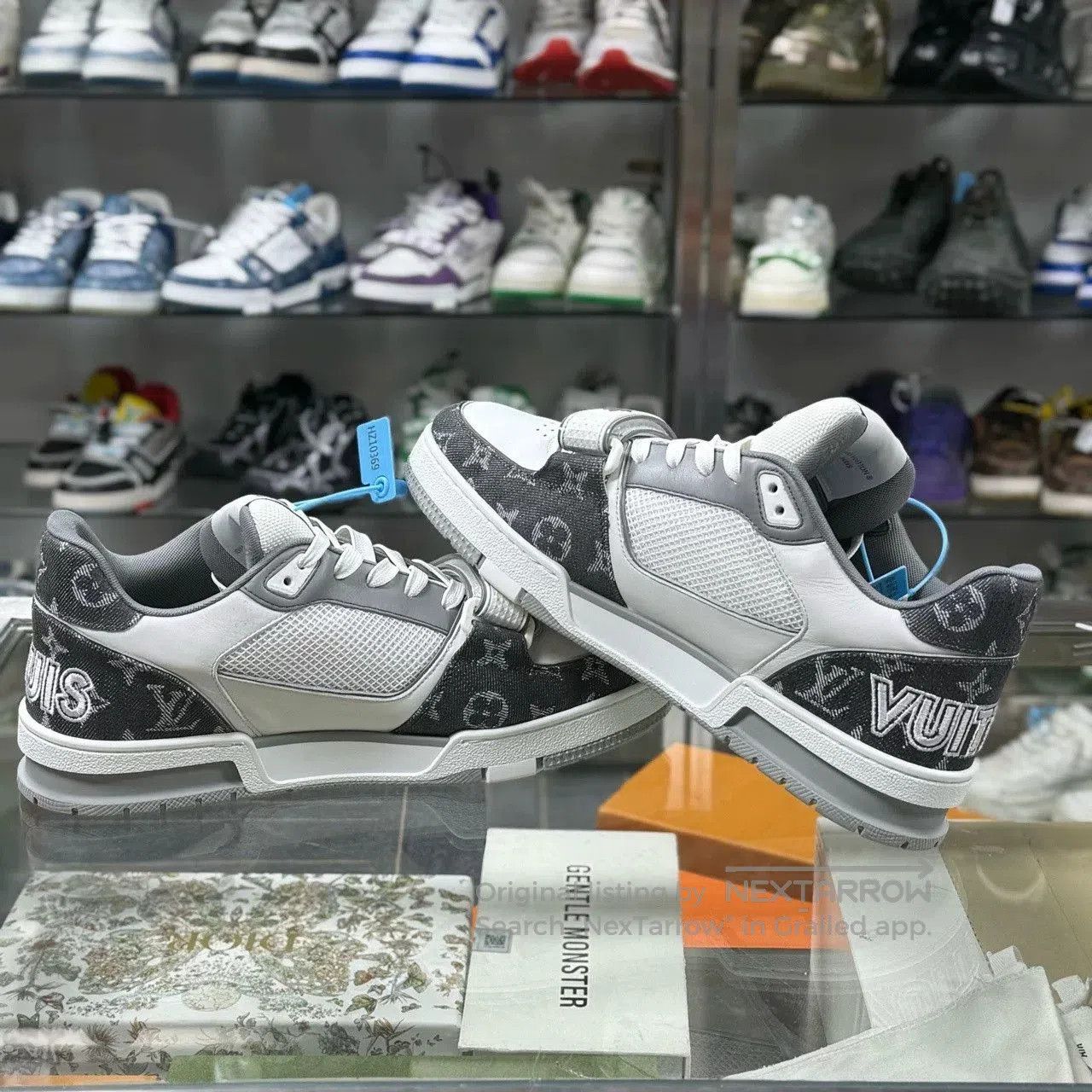 Louis Vuitton Louis Vuitton Trainer White Gray Denim Velcro. Size US 9.5 / EU 42-43 - 4 Thumbnail