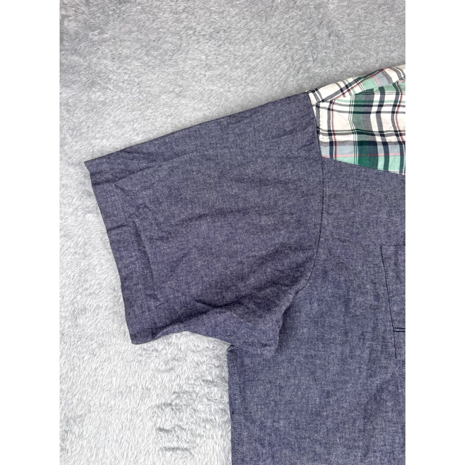 Vintage VINTAGE LRG Shirt Mens 6XL XXXXXXL Blue Chambray Button-Up Collared Plaid Short Sleeve vacation 90s Mens Size US XXL / EU 58 / 5 - 7 Thumbnail