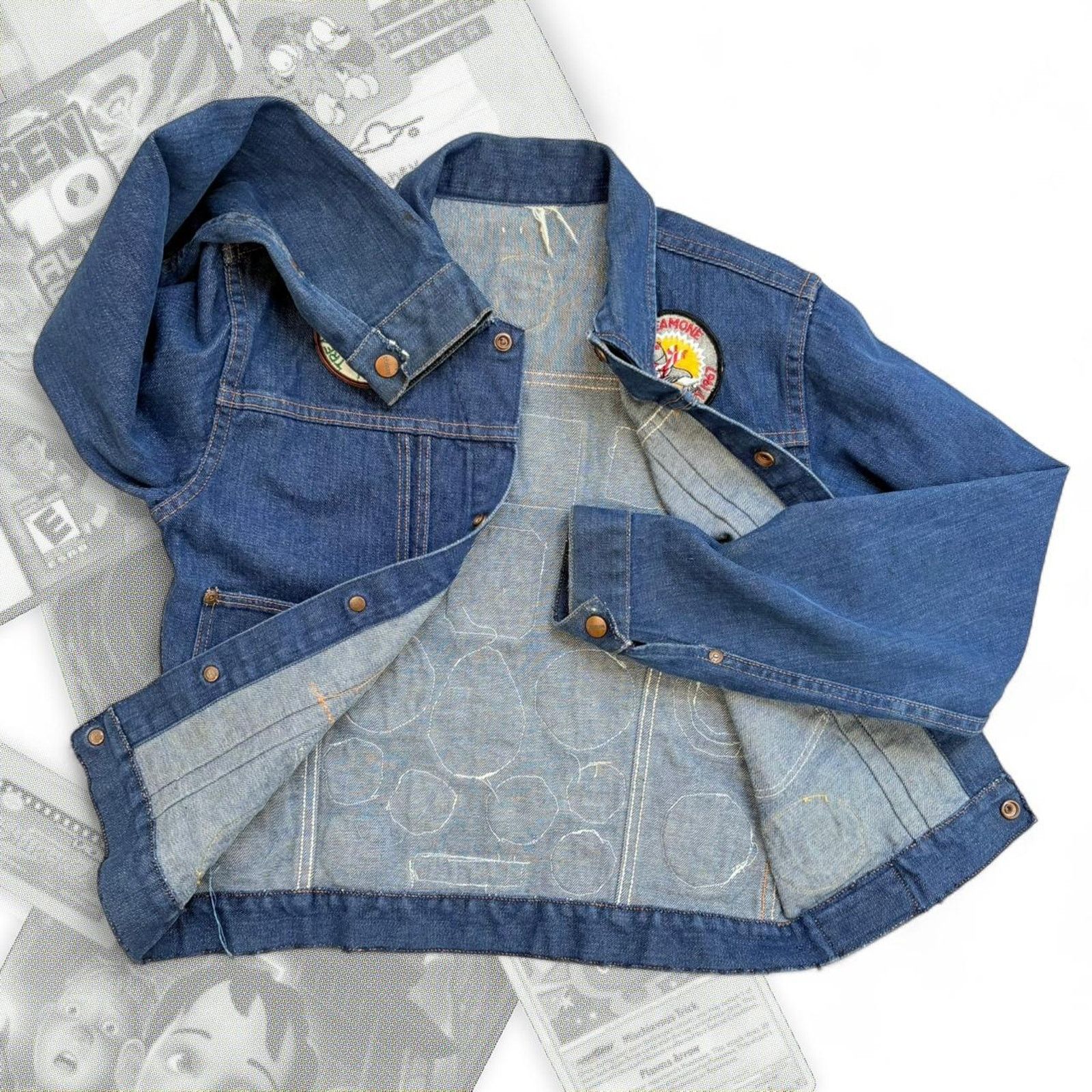 Nike 1960’s Roebucks Double Pleat Denim Jacket W/ Patches Size M / US 6-8 / IT 42-44 - 4 Thumbnail