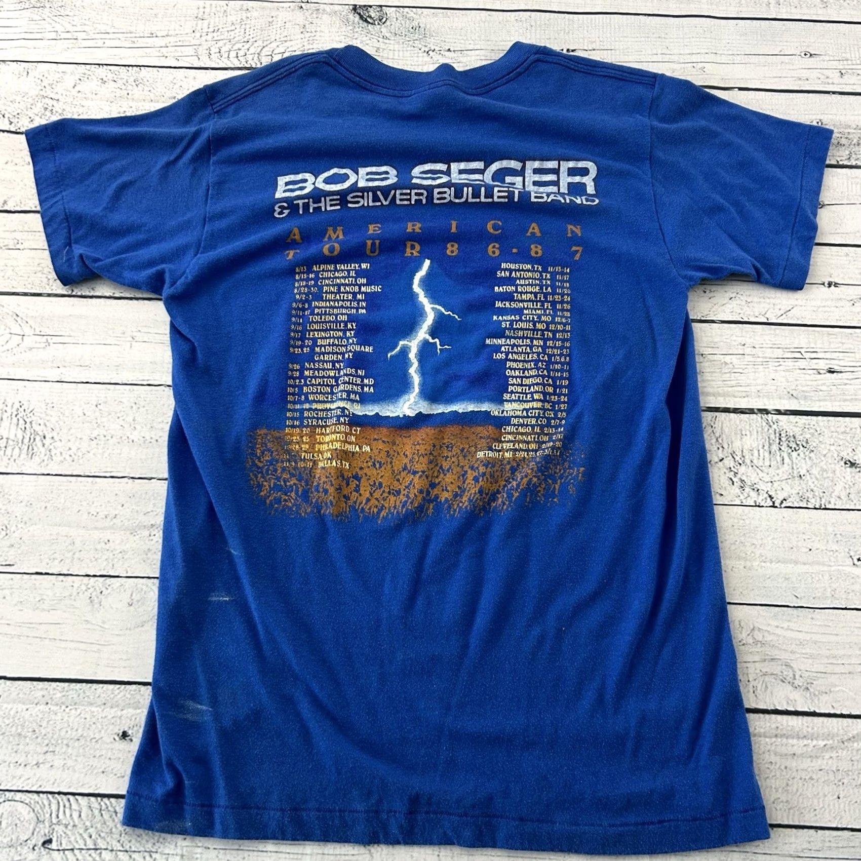 Vintage Vintage Bob Seger Short Sleeve T Shirt Mens L Blue Ched 1986-1987 Size US L / EU 52-54 / 3 - 5 Thumbnail