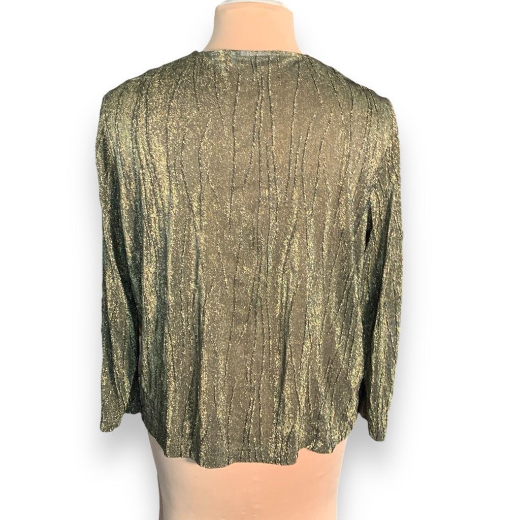 Vintage Vintage Lana Lee Petite Metallic Gold Textured Open Front Lo Size M / US 6-8 / IT 42-44 - 4 Thumbnail