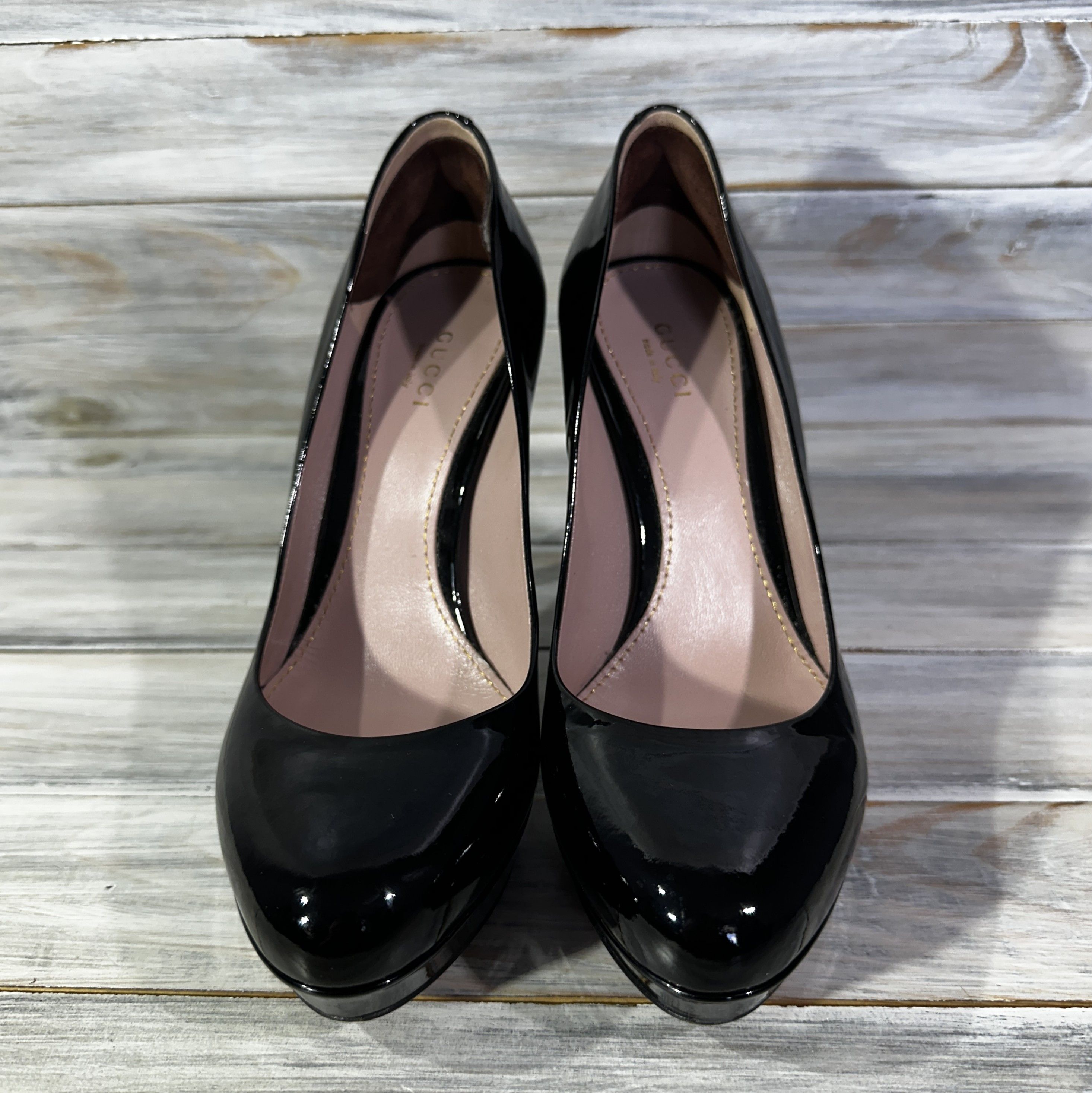 Gucci × Leather Gucci Patent Leather Heels Women's Shoes Black Made In Italy Size US 7.5 / IT 37.5 - 18 Thumbnail
