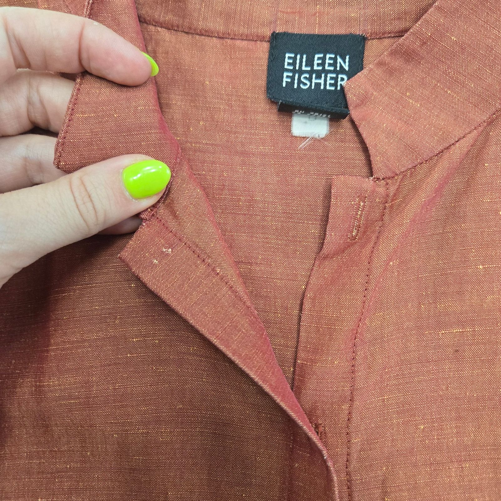 Eileen Fisher Eileen Fisher Linen Silk Rust Sleeveless Blouse M Size M / US 6-8 / IT 42-44 - 9 Thumbnail