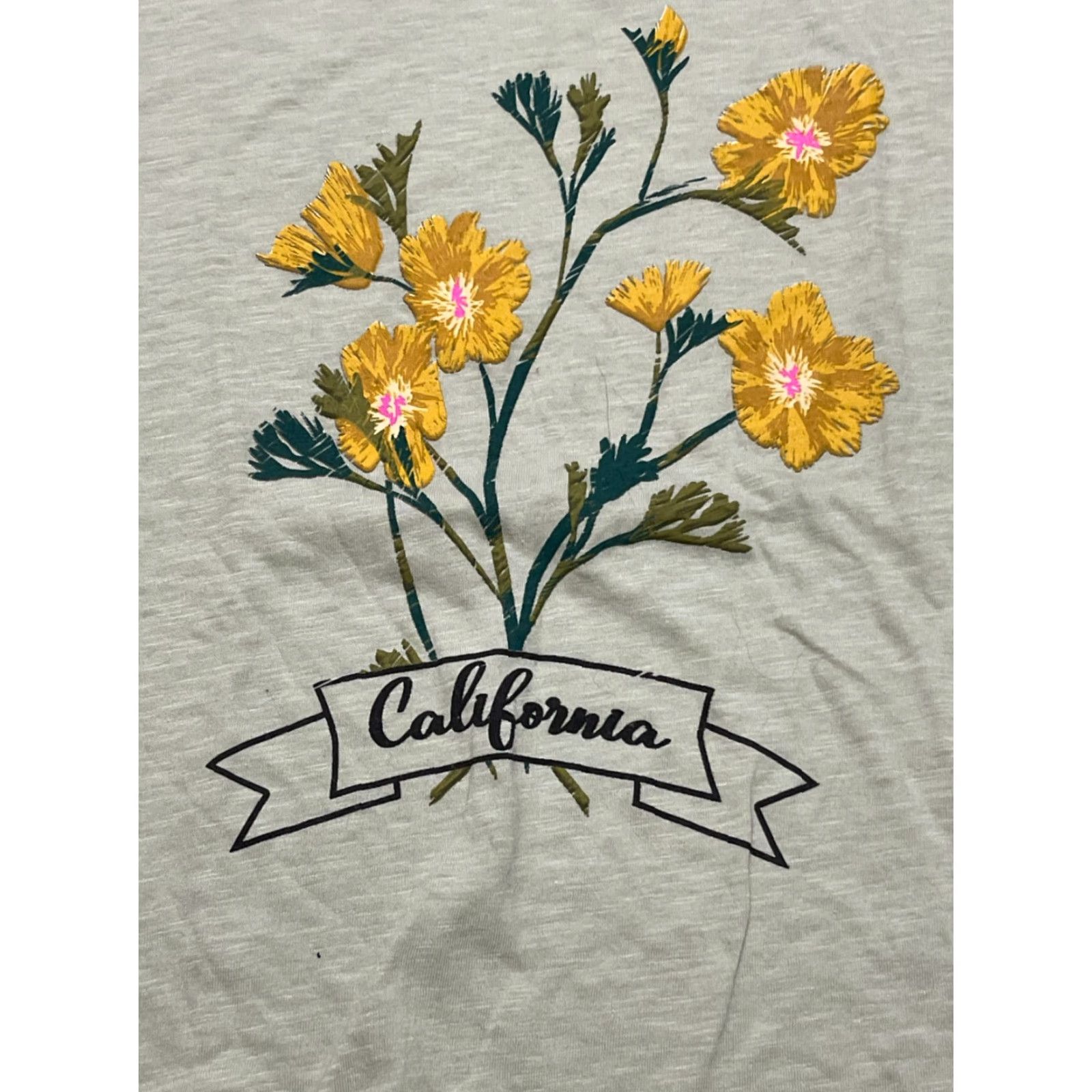 Vintage Fifth Sun Shirt Womens M Yellow Floral California T-Shirt Short Sleeve Round Neck Pullover Casual Basic Modern California Size M / US 6-8 / IT 42-44 - 3 Thumbnail