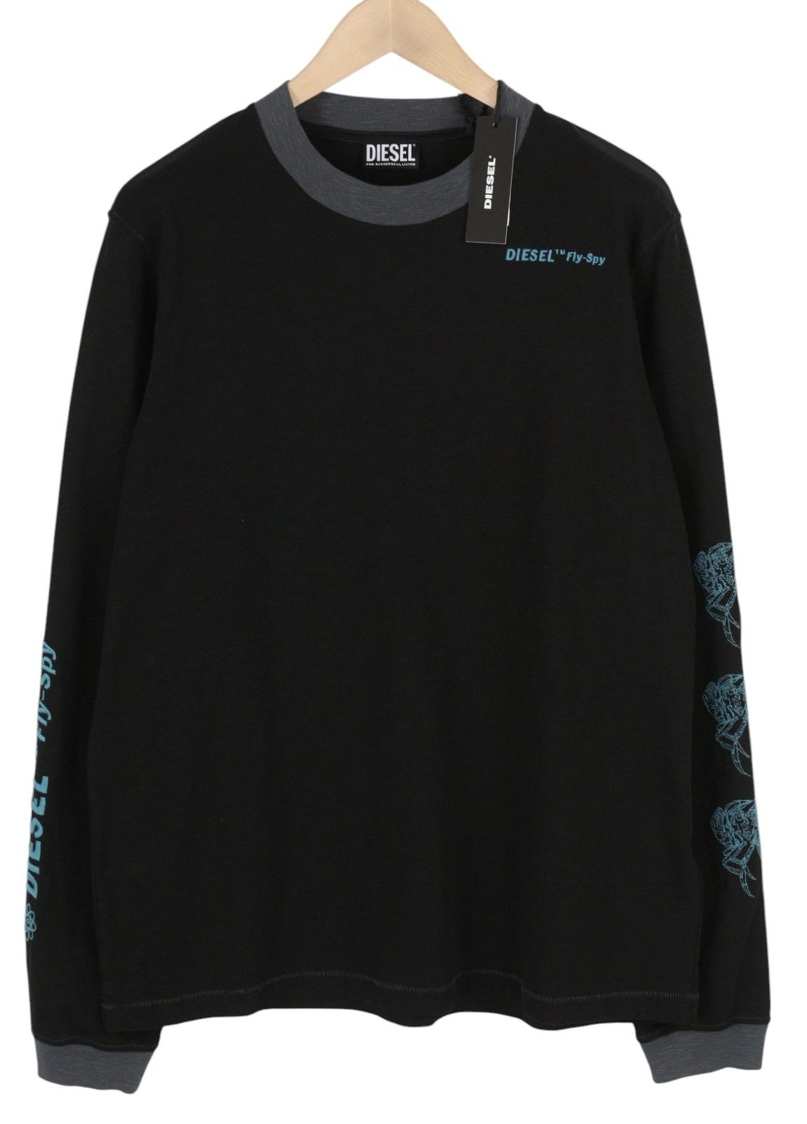 T-JUSTLE-LS-E9 L Black Cotton Print T-Shirt 40980